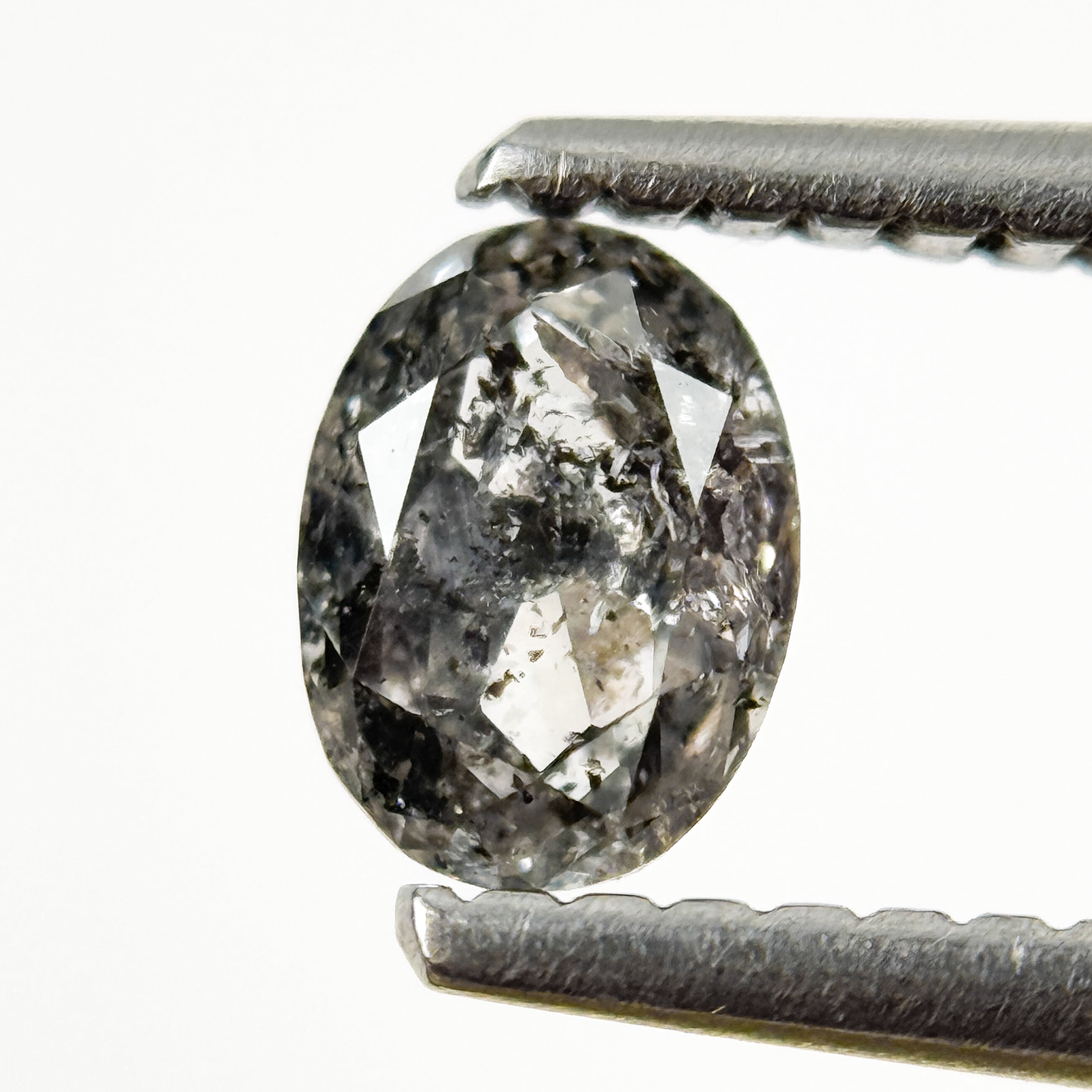 0.50 Ct Oval Rose Cut Grey Natural Galaxy Diamond