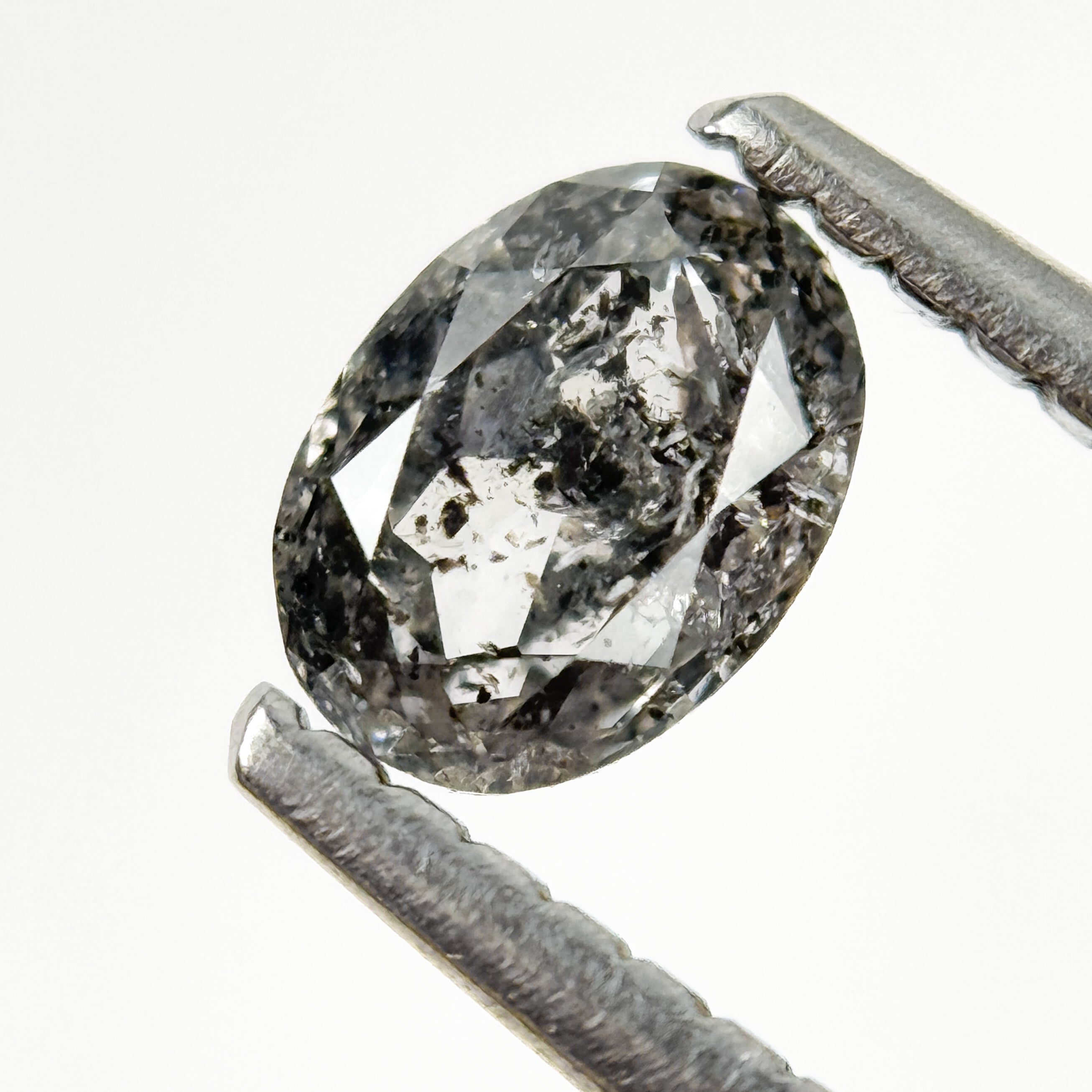 0.50 Ct Oval Rose Cut Grey Natural Galaxy Diamond