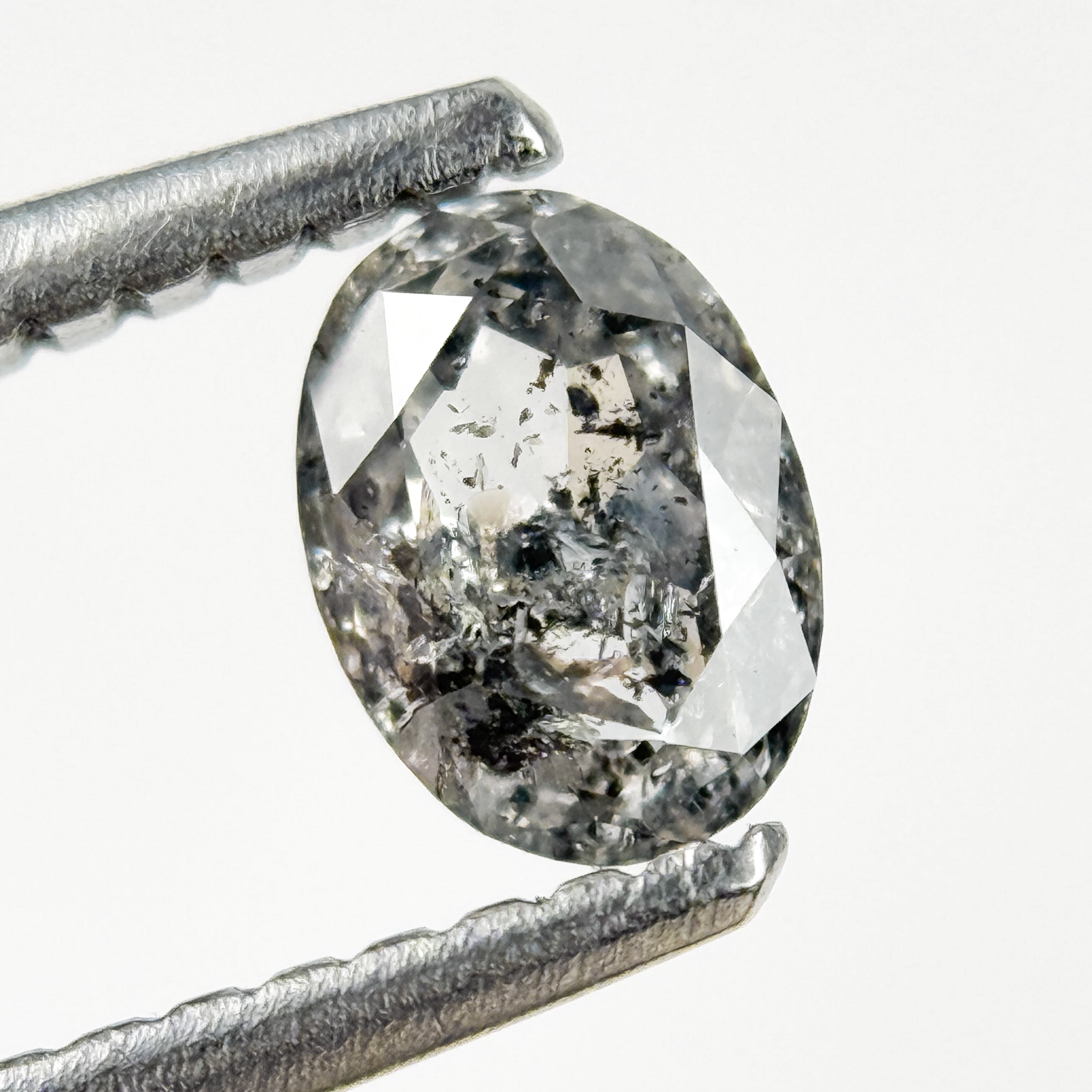 0.50 Ct Oval Rose Cut Grey Natural Salt and Pepper Diamond