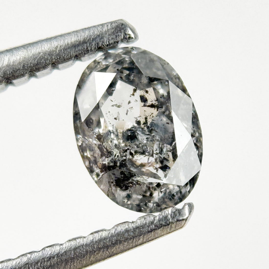 0.50 Ct Oval Rose Cut Grey Natural Salt and Pepper Diamond