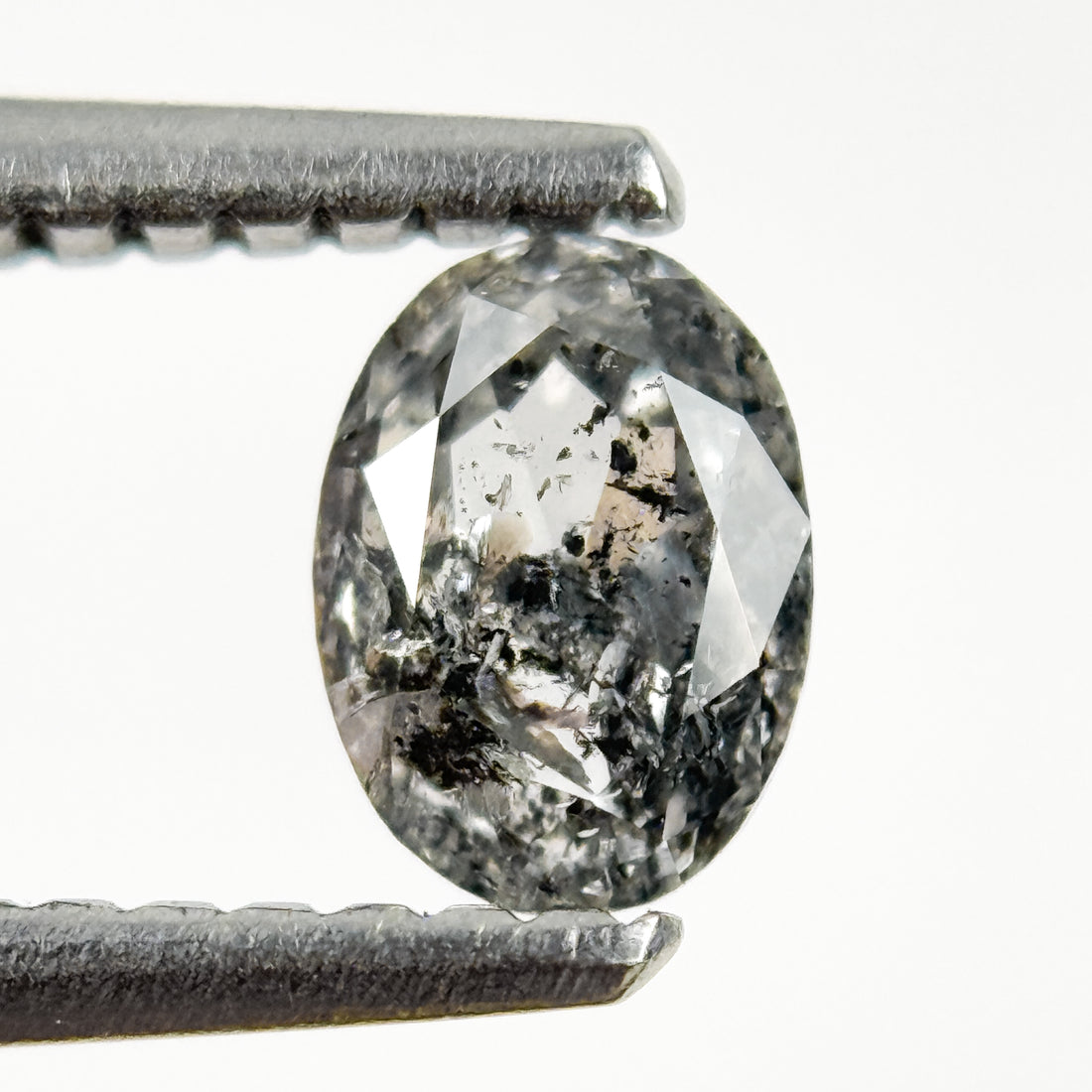 0.50 Ct Oval Rose Cut Grey Natural Salt and Pepper Diamond