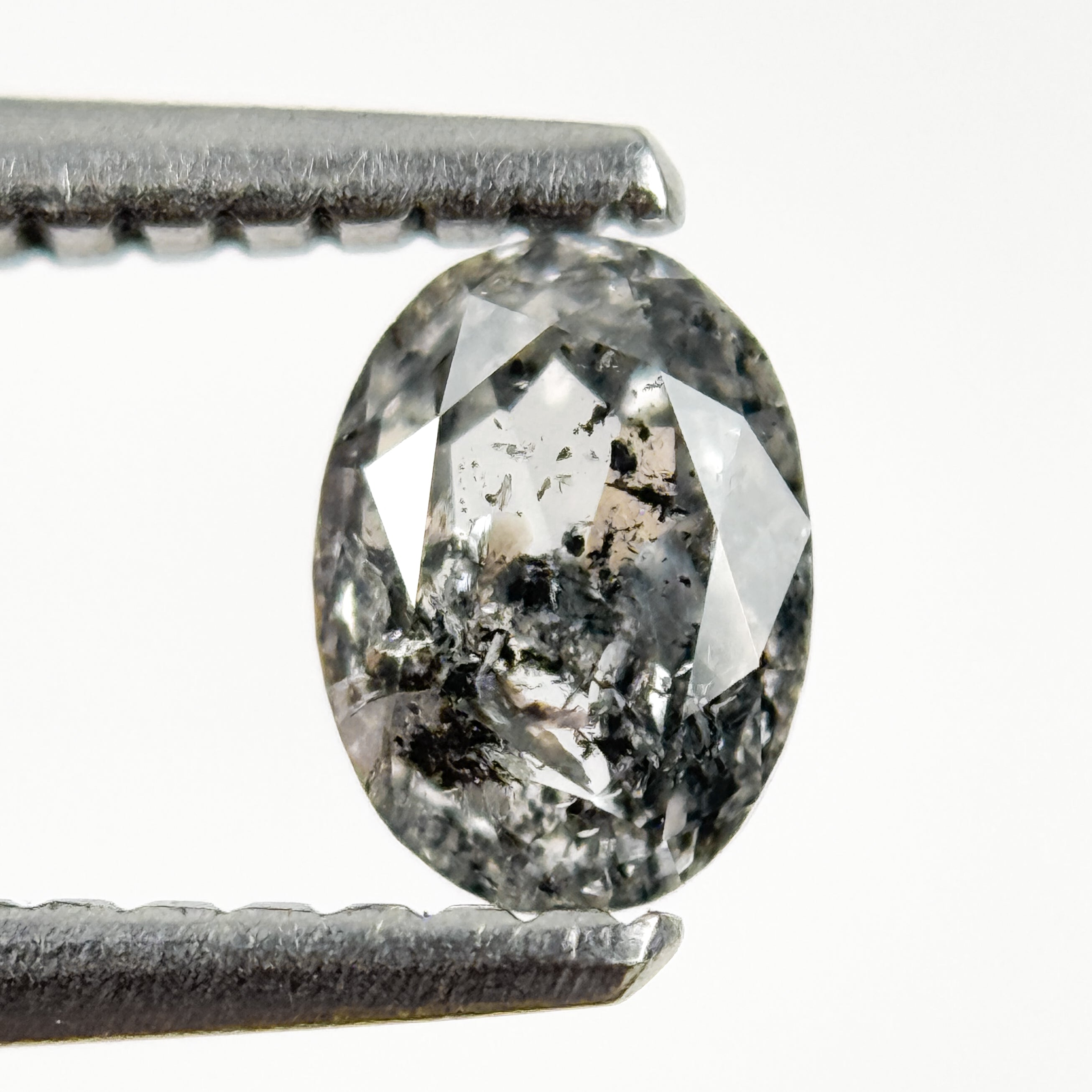 0.50 Ct Oval Rose Cut Grey Natural Galaxy Diamond