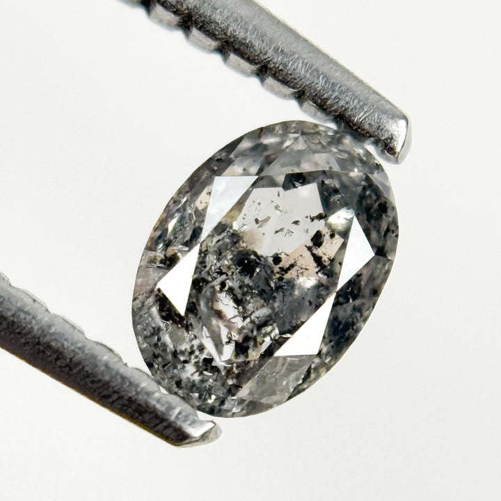 0.50 Ct Oval Rose Cut Grey Natural Salt and Pepper Diamond