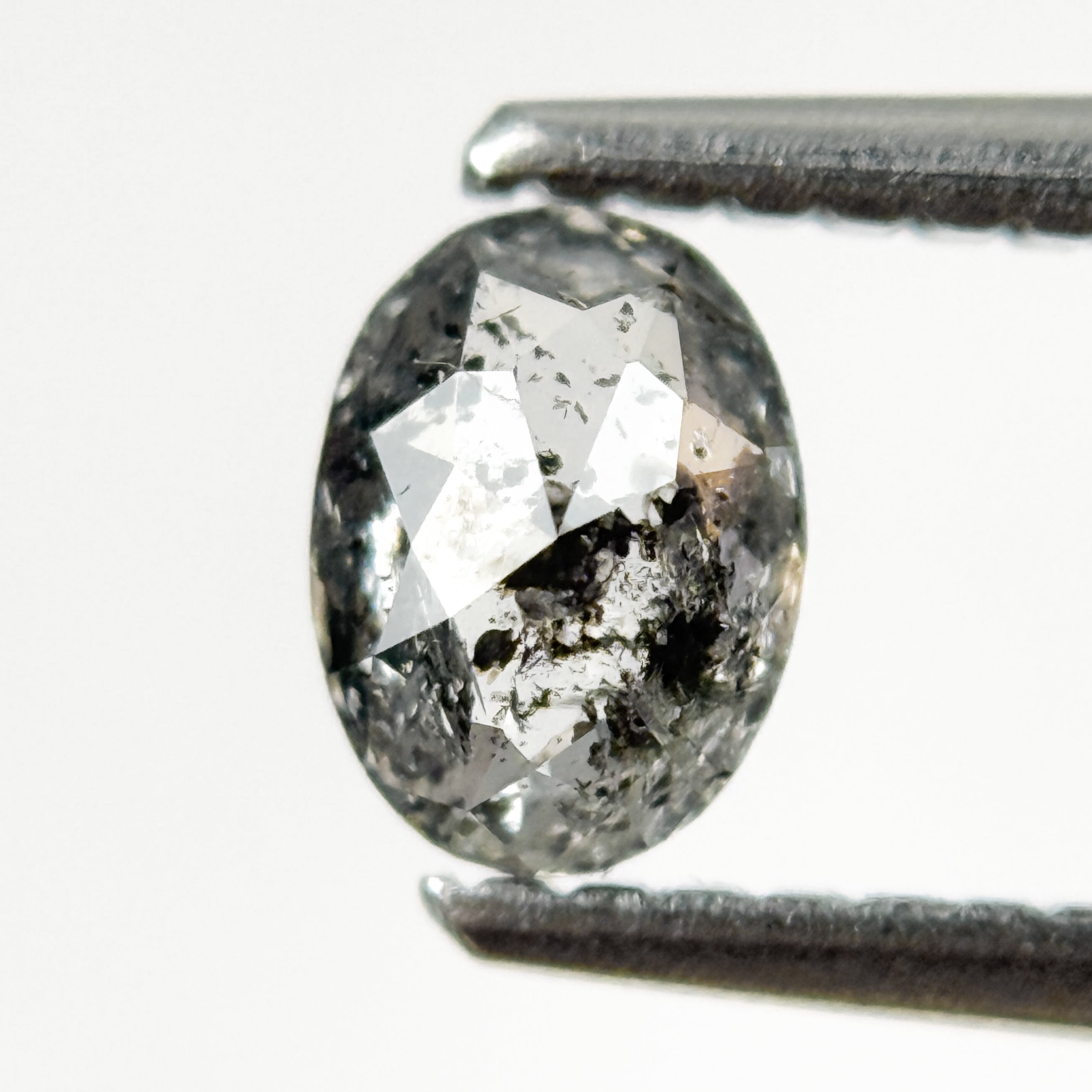 0.50 Ct Oval Rose Cut Grey Natural Salt and Pepper Diamond