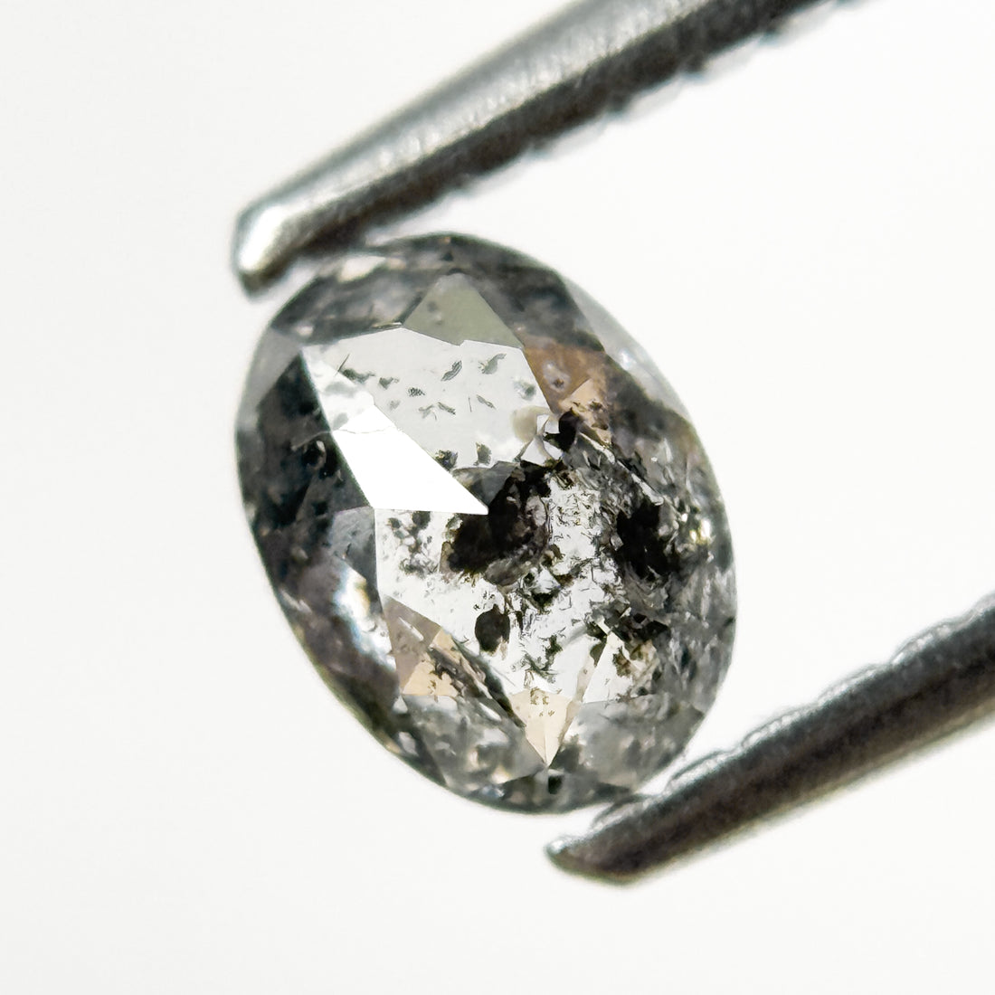 0.50 Ct Oval Rose Cut Grey Natural Salt and Pepper Diamond