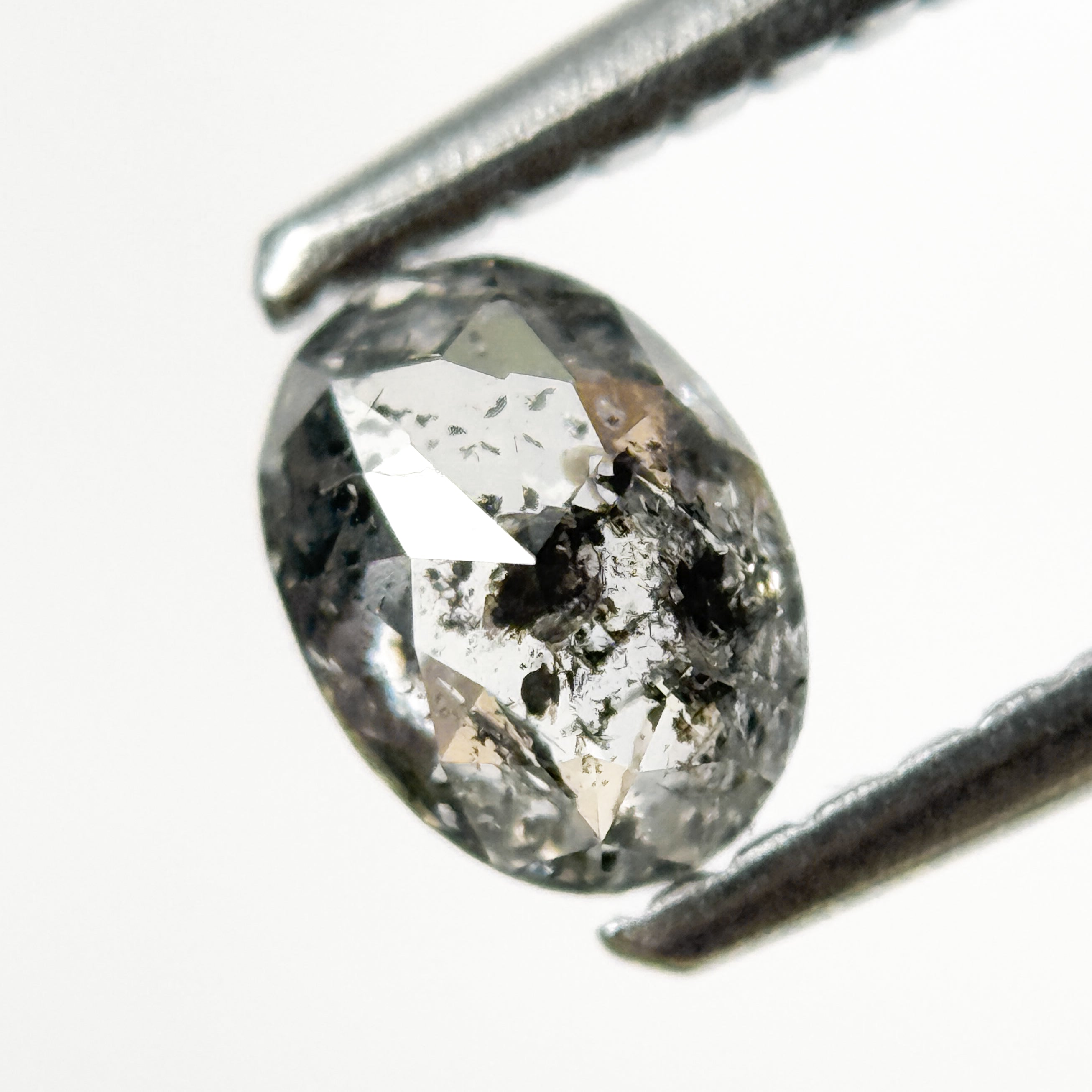 0.50 Ct Oval Rose Cut Grey Natural Galaxy Diamond