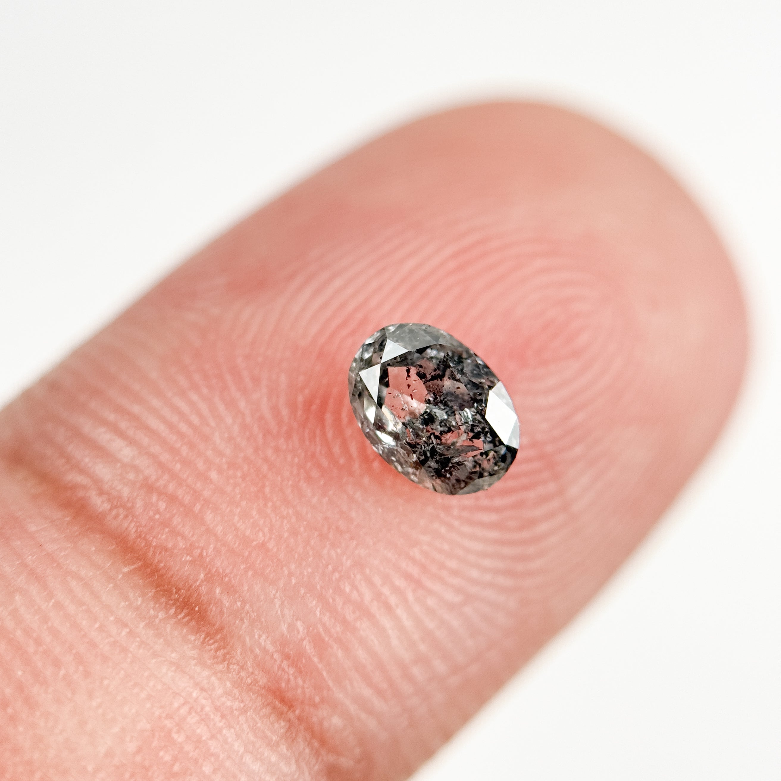 0.50 Ct Oval Rose Cut Grey Natural Salt and Pepper Diamond