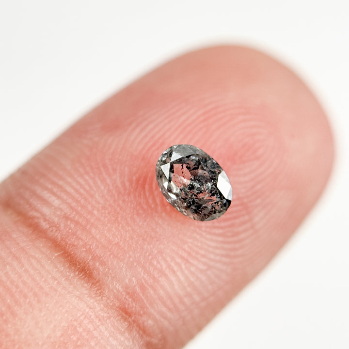 0.50 Ct Oval Rose Cut Grey Natural Galaxy Diamond