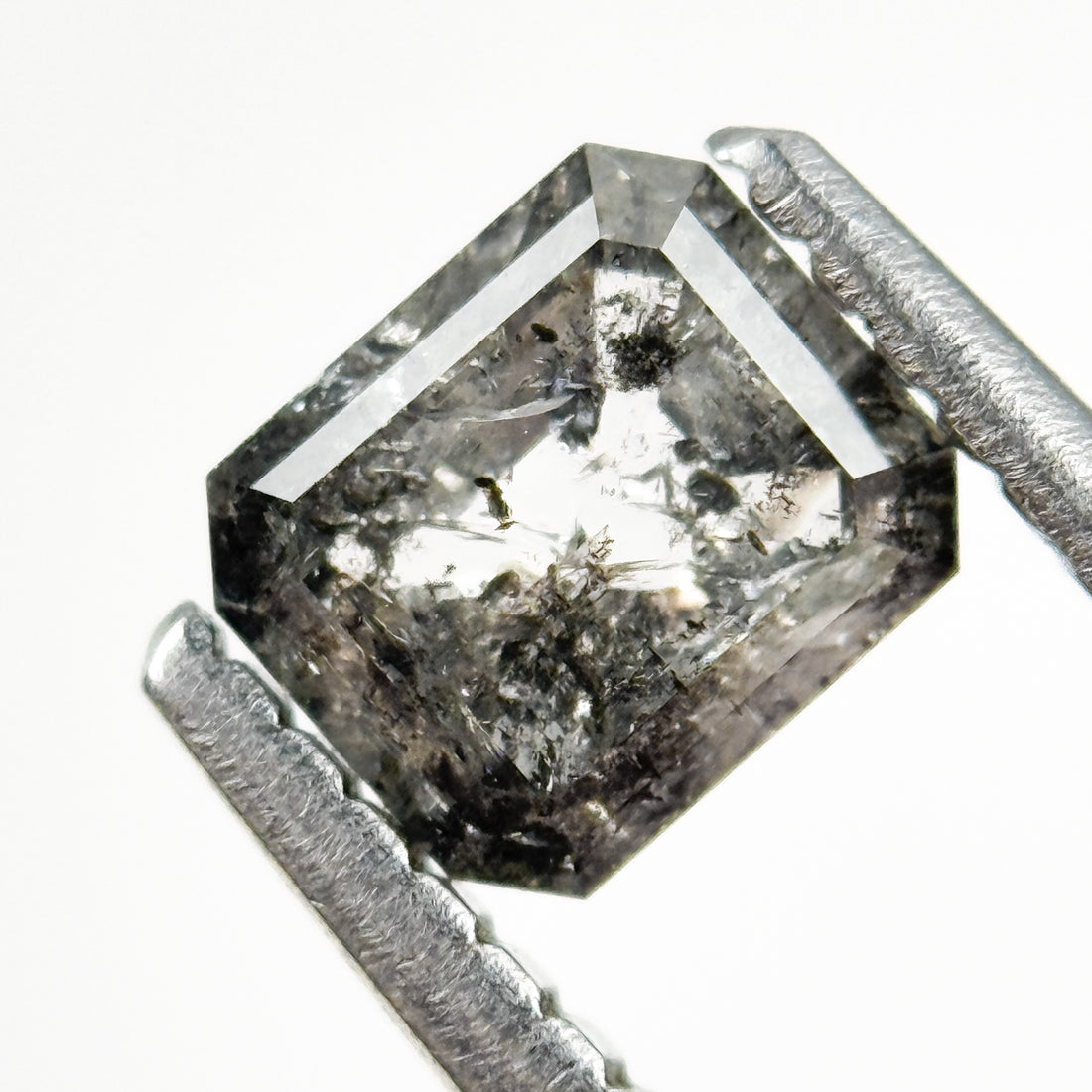 0.70 Ct Emerald Rose Cut Grey Natural Salt and Pepper Diamond