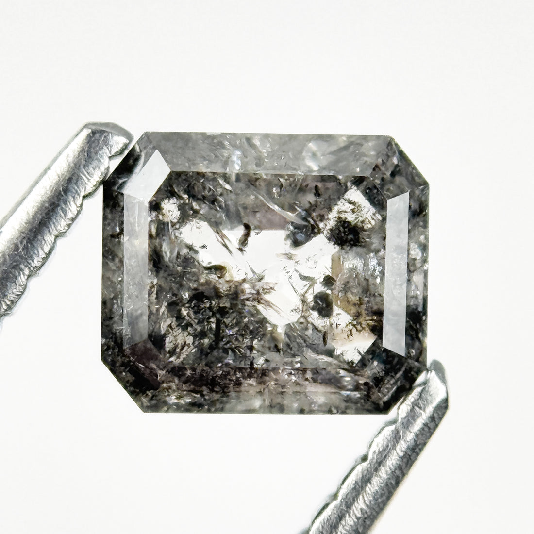 0.70 Ct Emerald Rose Cut Grey Natural Salt and Pepper Diamond