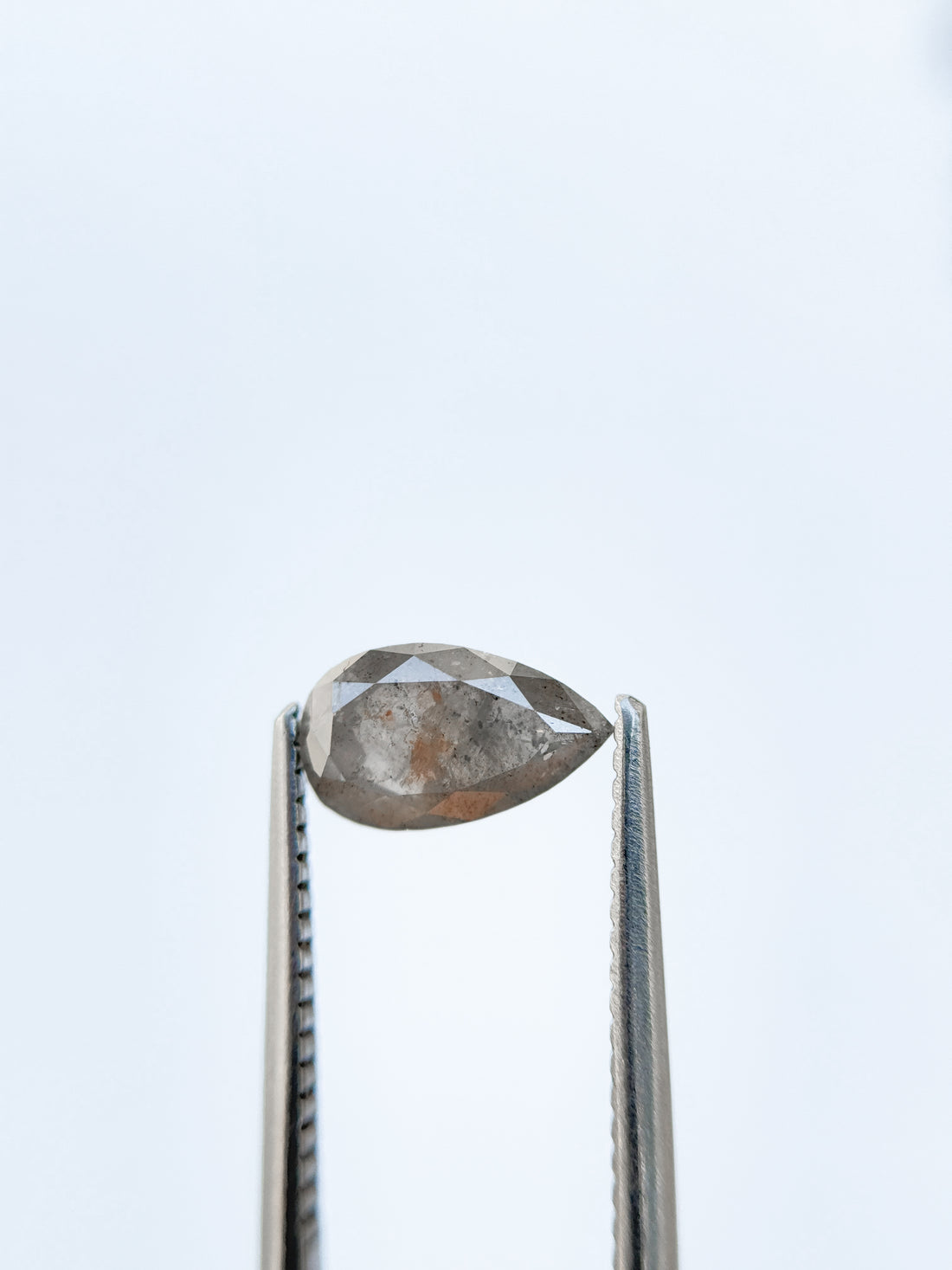 1.19 Ct Pear Rose Cut Grey Natural Salt and Pepper Diamond