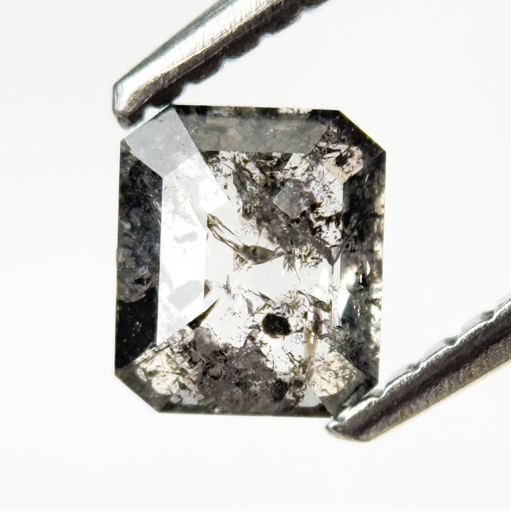 0.70 Ct Emerald Rose Cut Grey Natural Salt and Pepper Diamond