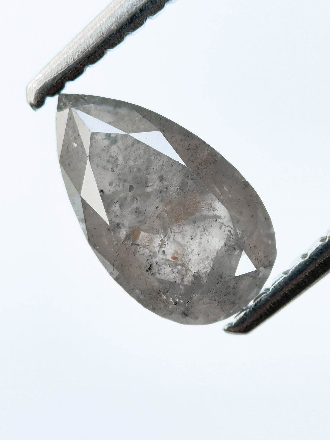 1.19 Ct Pear Rose Cut Grey Natural Salt and Pepper Diamond