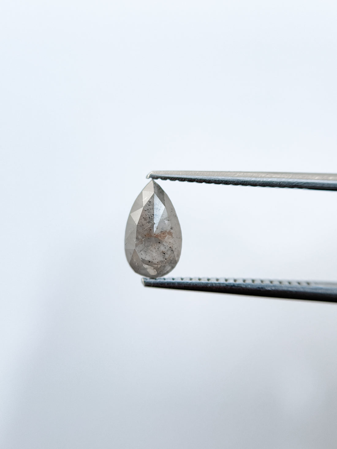 1.19 Ct Pear Rose Cut Grey Natural Salt and Pepper Diamond