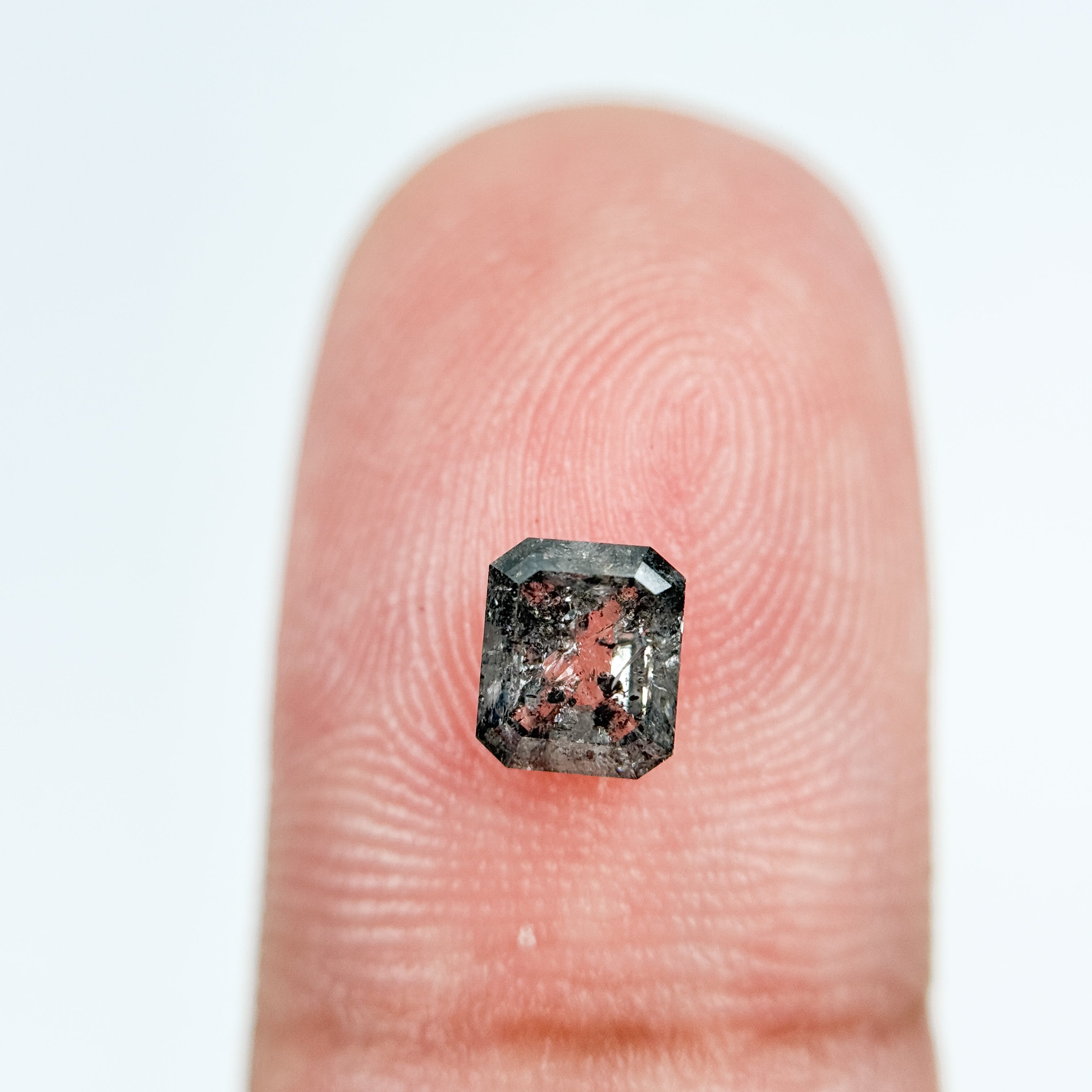 0.70 Ct Emerald Rose Cut Grey Natural Salt and Pepper Diamond