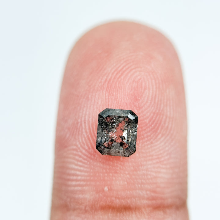 0.70 Ct Emerald Rose Cut Grey Natural Salt and Pepper Diamond