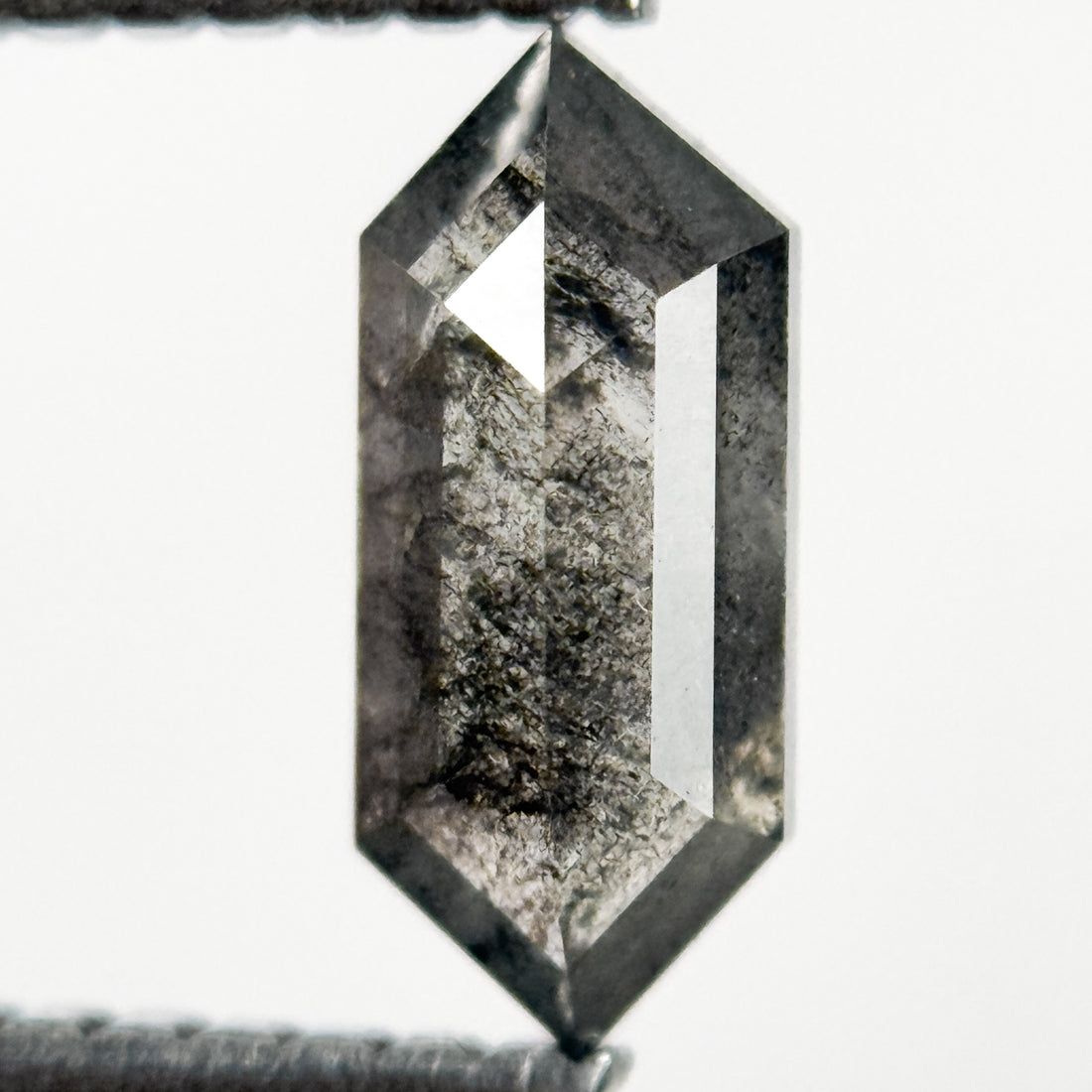 0.74 Ct Hexagon Rose Cut Grey Natural Salt and Pepper Diamond