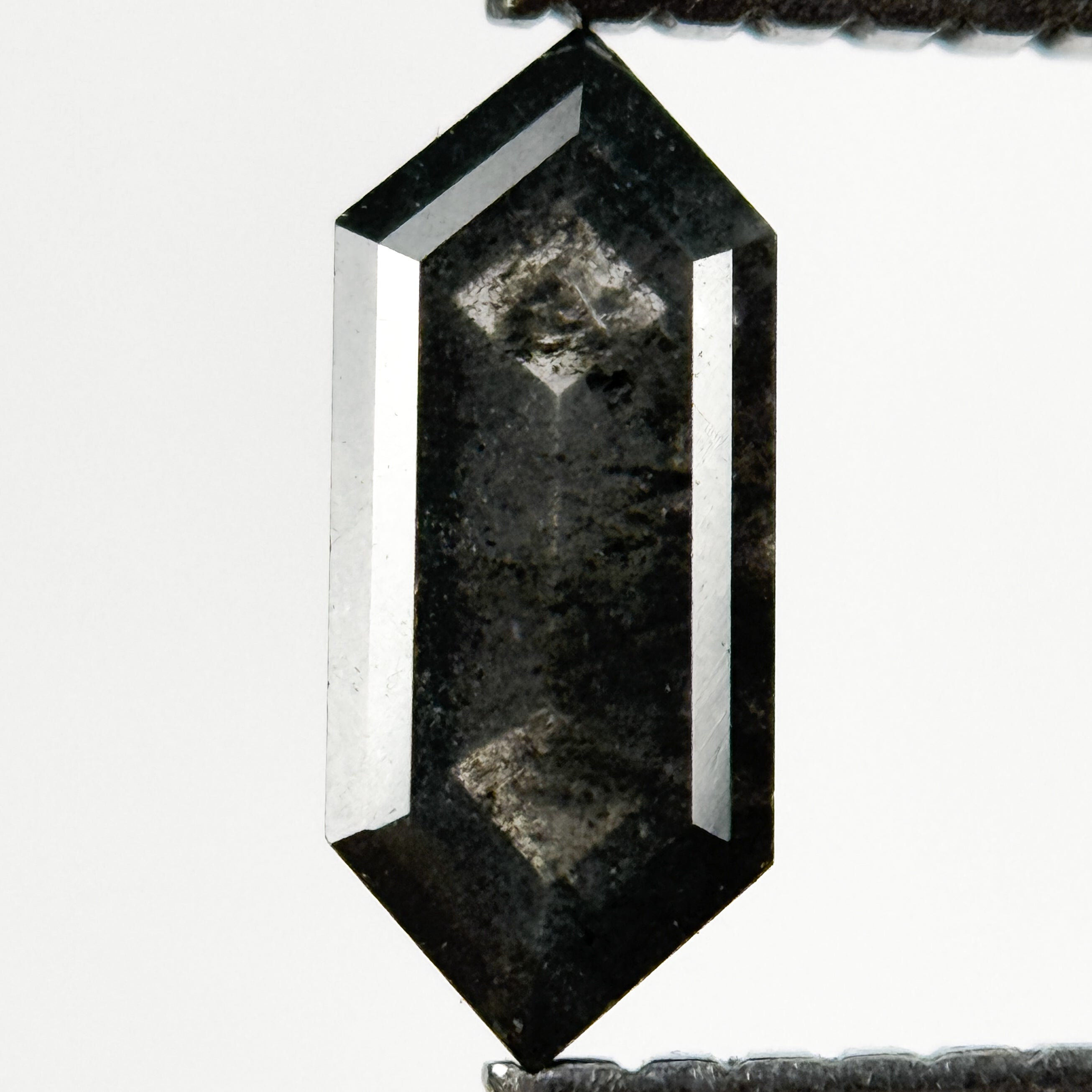 0.74 Ct Hexagon Rose Cut Grey Natural Salt and Pepper Diamond