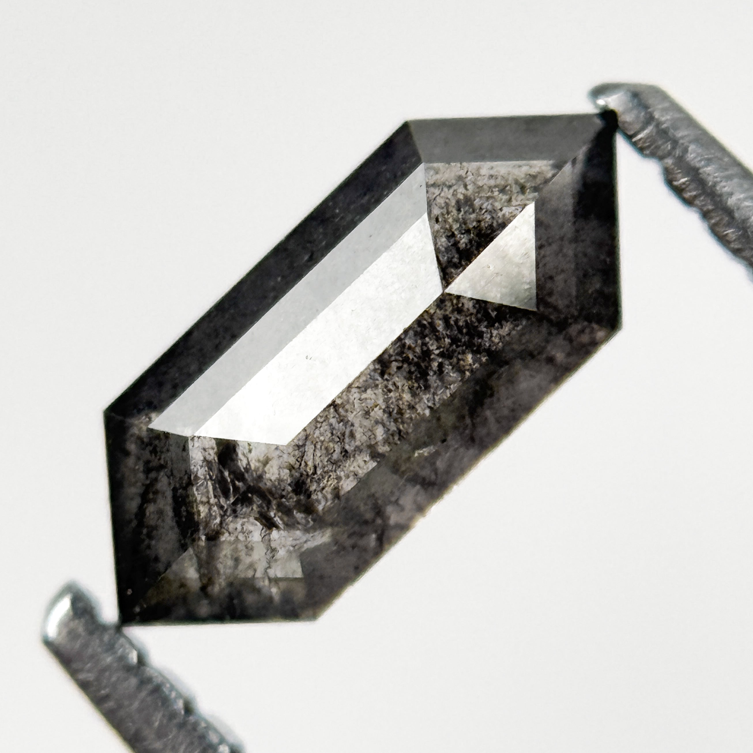 0.74 Ct Hexagon Rose Cut Grey Natural Salt and Pepper Diamond