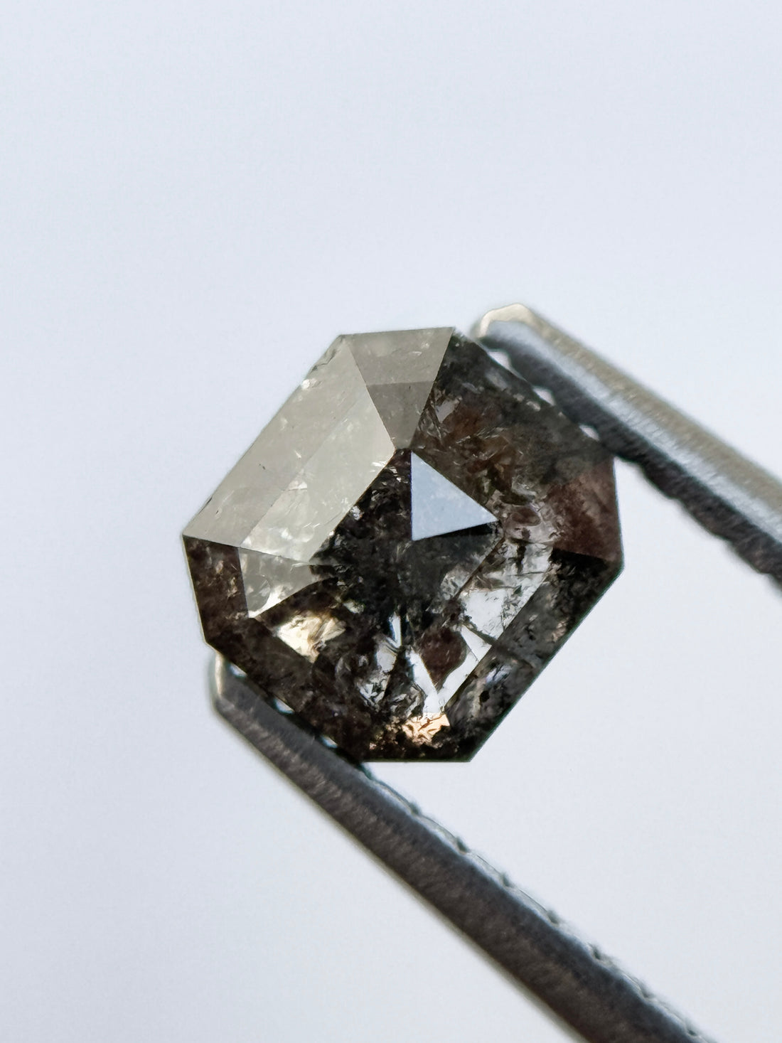 1.00 Ct Emerald Rose Cut Grey Natural Salt and Pepper Diamond