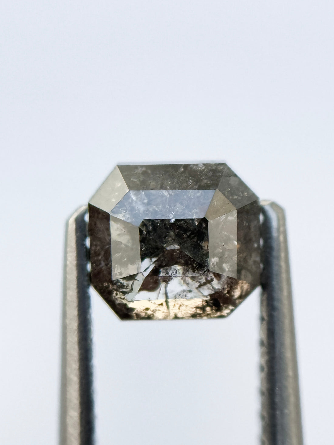 1.00 Ct Emerald Rose Cut Grey Natural Salt and Pepper Diamond