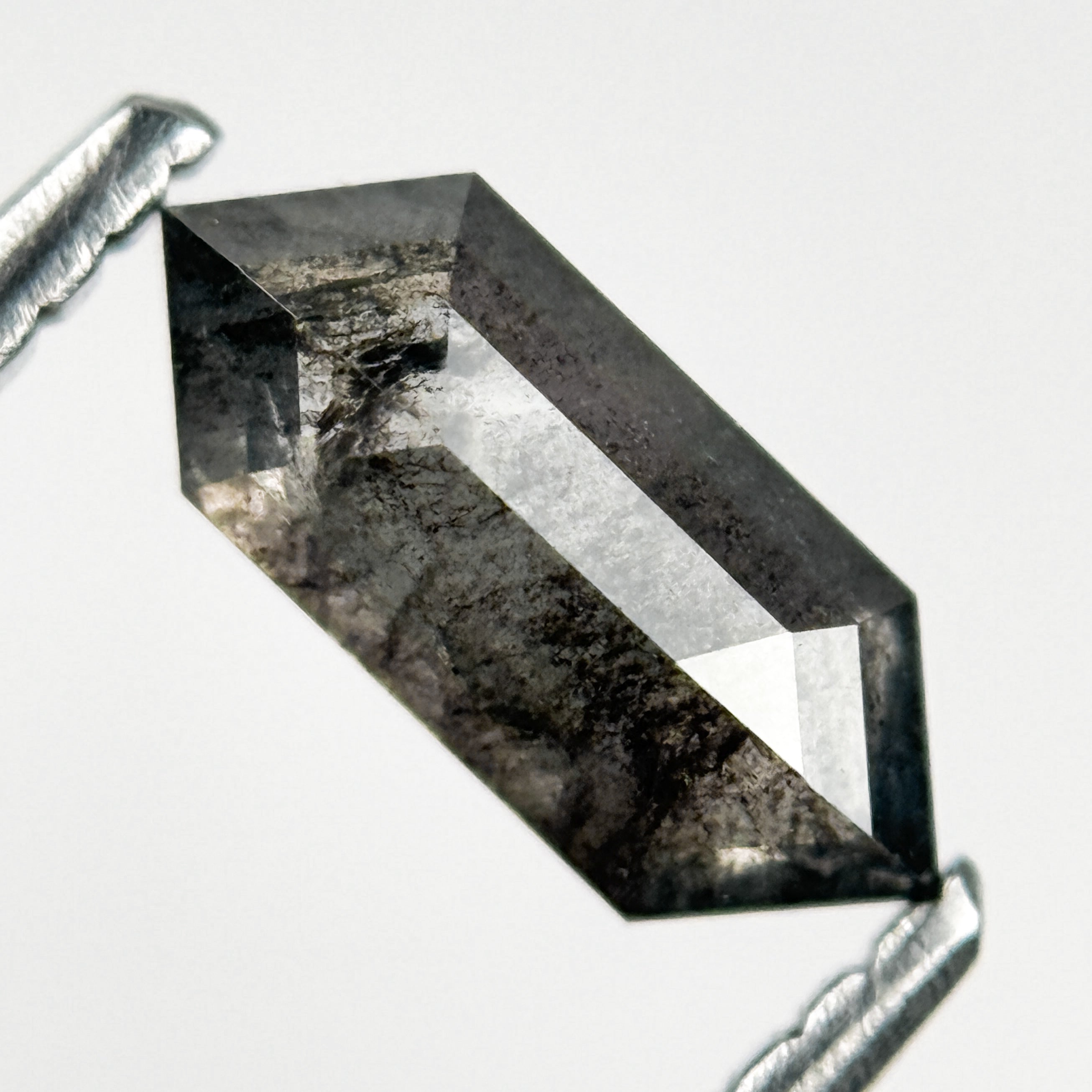 0.74 Ct Hexagon Rose Cut Grey Natural Salt and Pepper Diamond