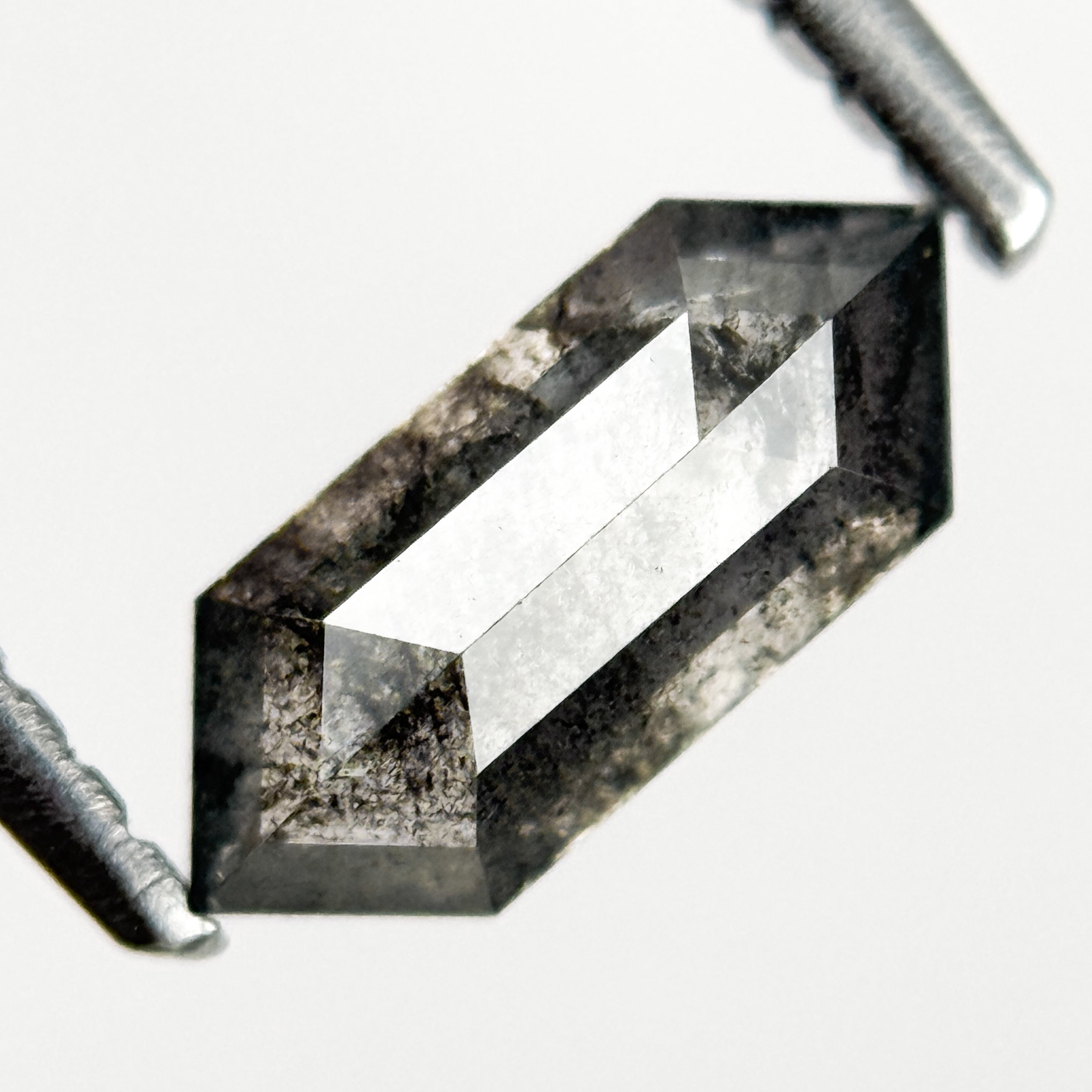 0.74 Ct Hexagon Rose Cut Grey Natural Salt and Pepper Diamond