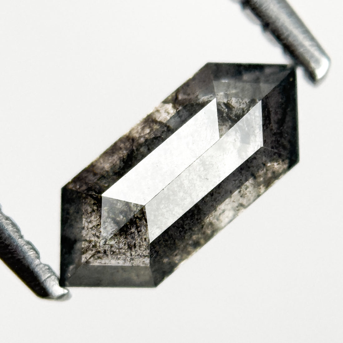 0.74 Ct Hexagon Rose Cut Grey Natural Salt and Pepper Diamond