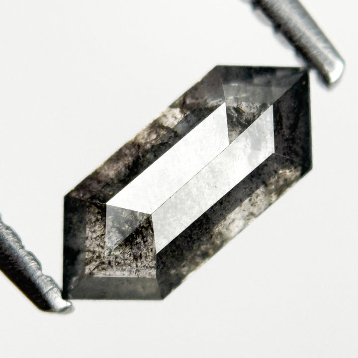 0.74 Ct Hexagon Rose Cut Grey Natural Salt and Pepper Diamond