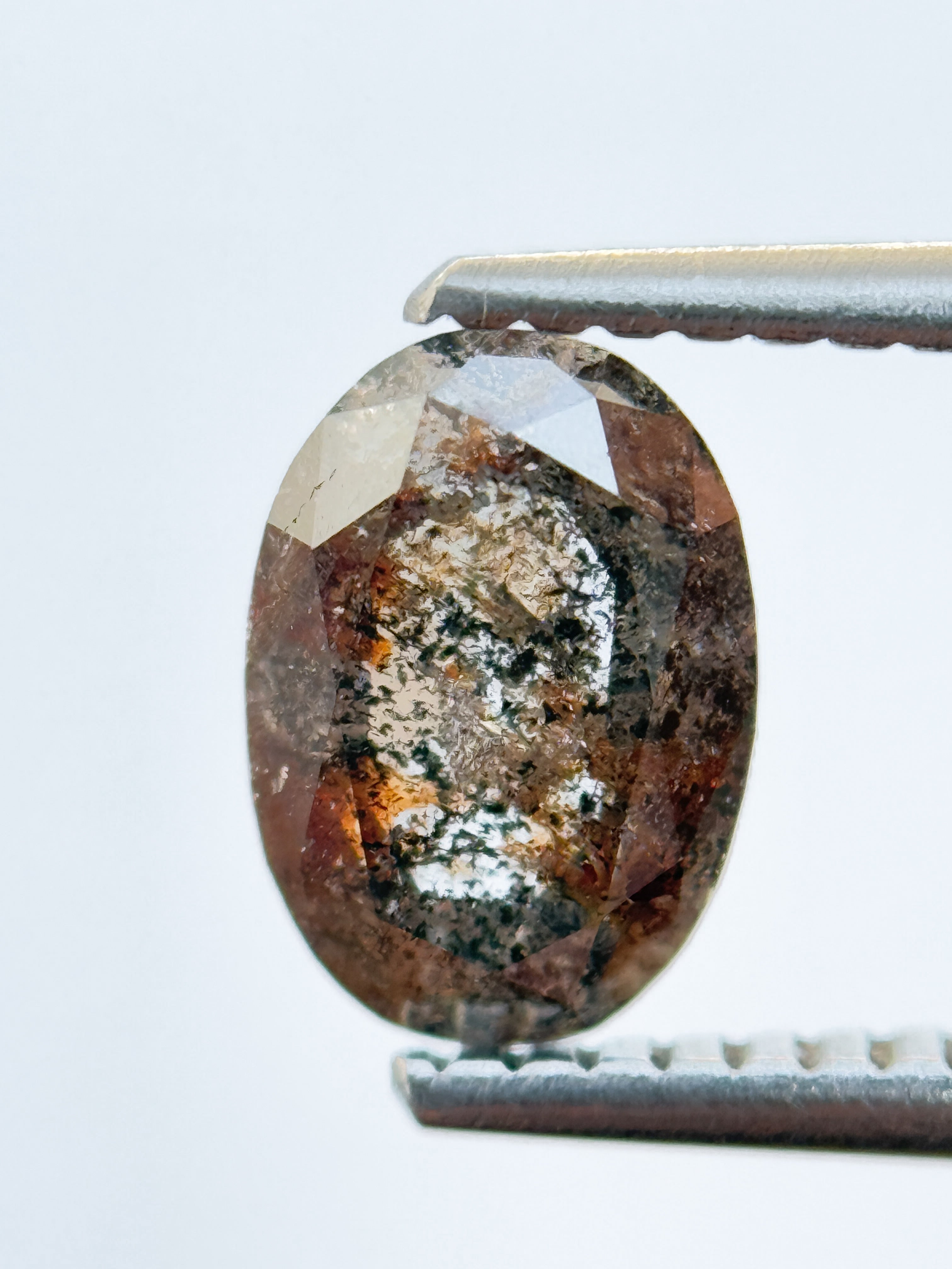 1.02 Ct Oval Rose Cut Grey Natural Salt and Pepper Diamond