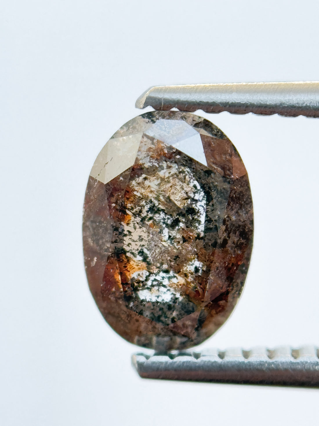 1.02 Ct Oval Rose Cut Grey Natural Salt and Pepper Diamond