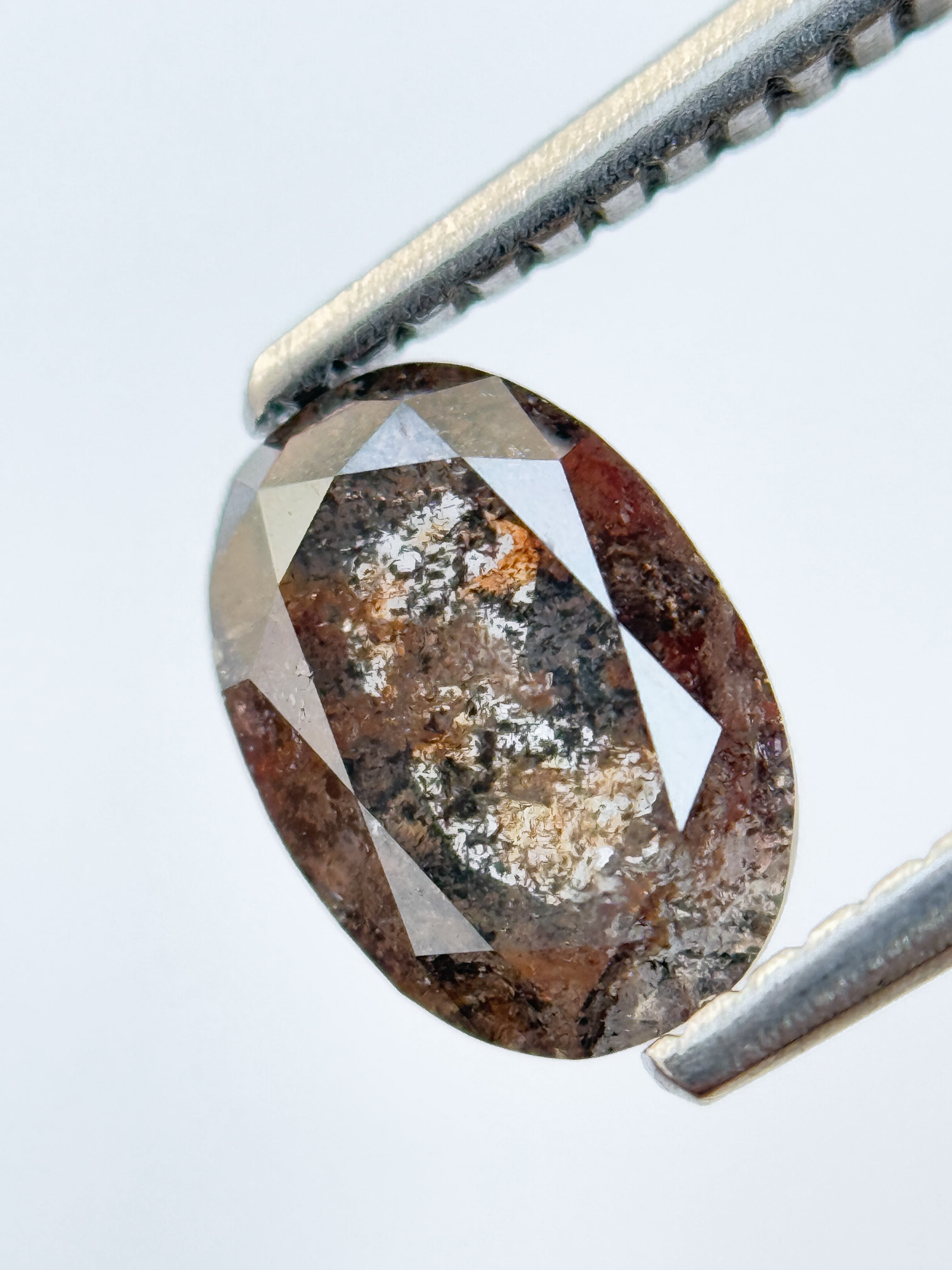 1.02 Ct Oval Rose Cut Grey Natural Salt and Pepper Diamond