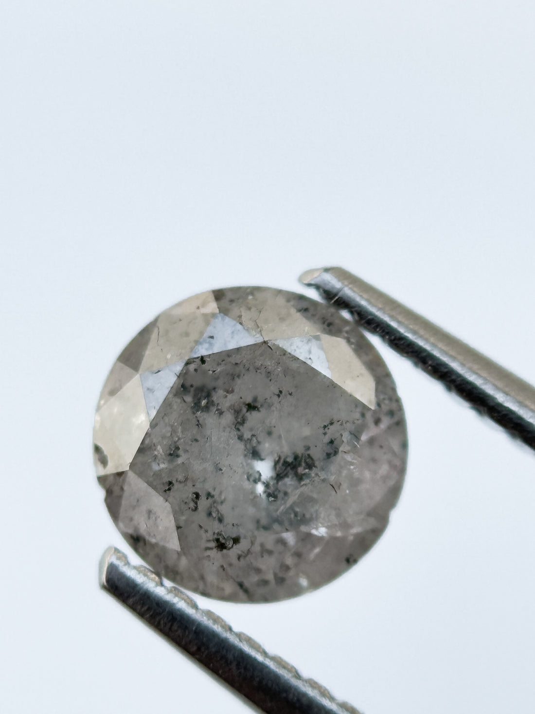 1.00 Ct Round Rose Cut Grey Natural Salt and Pepper Diamond