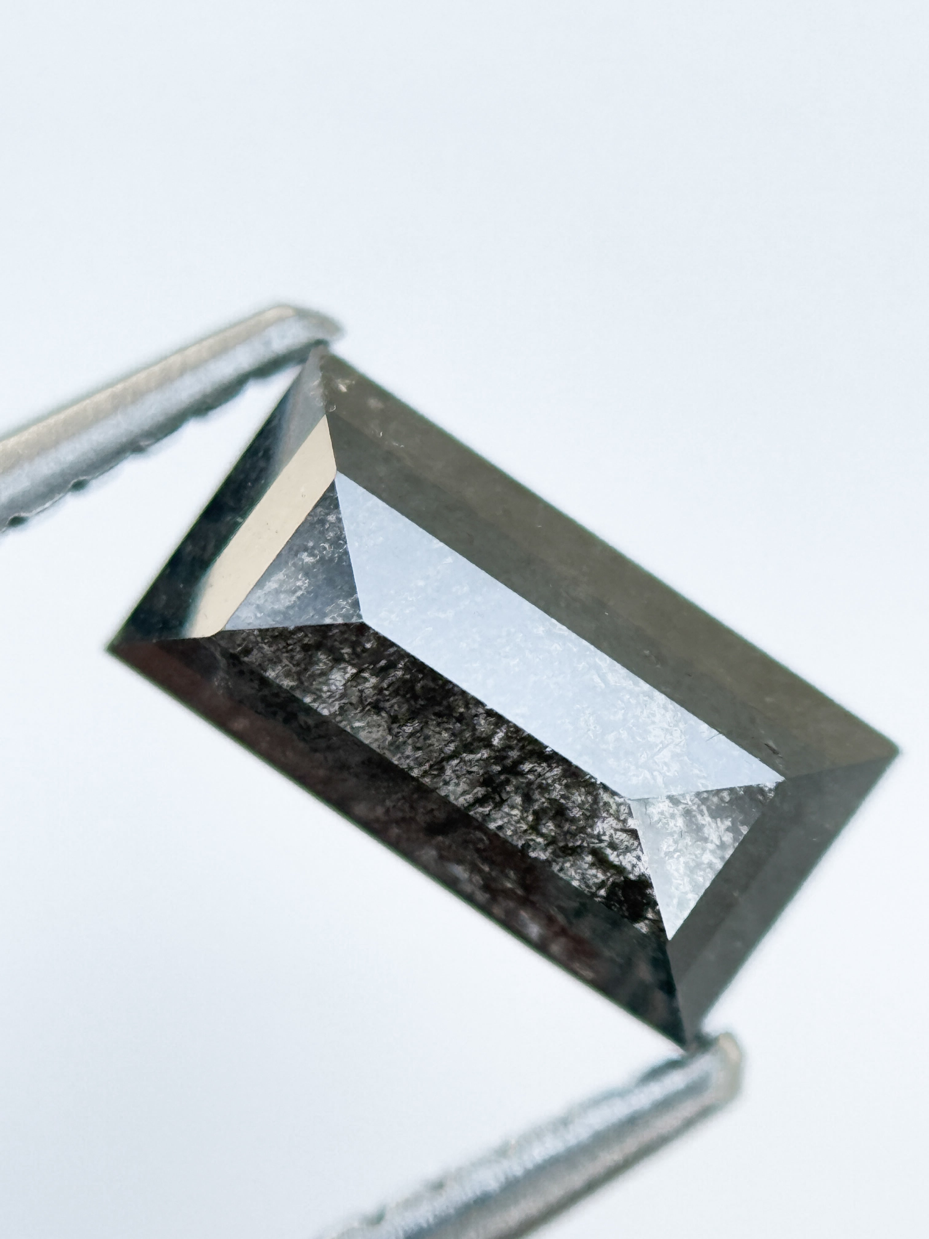 1.26 Ct Baguette Rose Cut Grey Natural Salt and Pepper Diamond