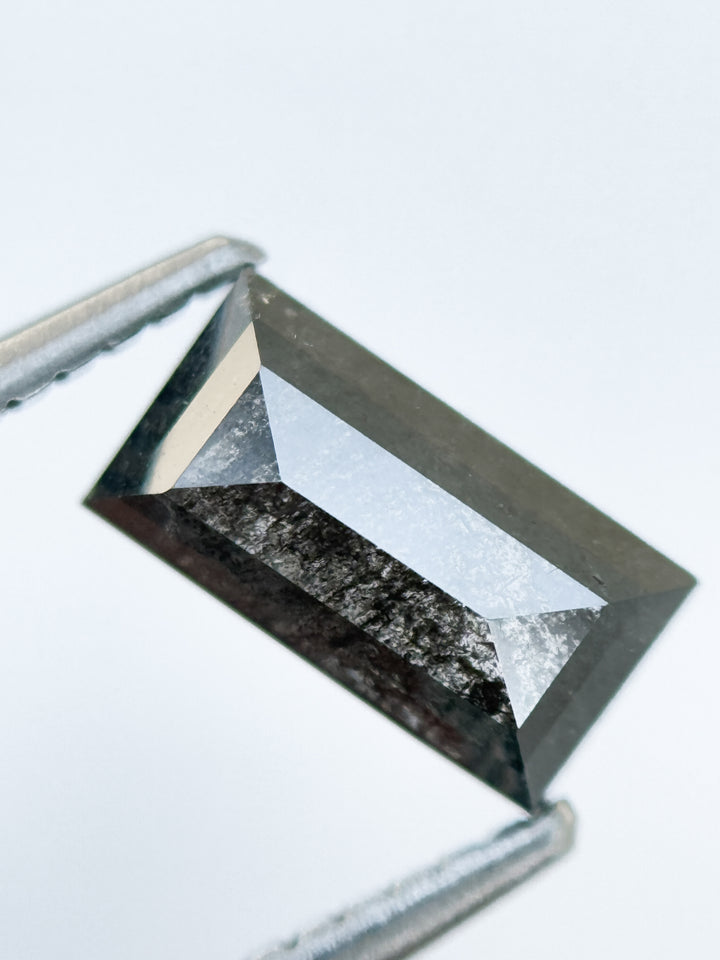 1.26 Ct Baguette Rose Cut Grey Natural Salt and Pepper Diamond