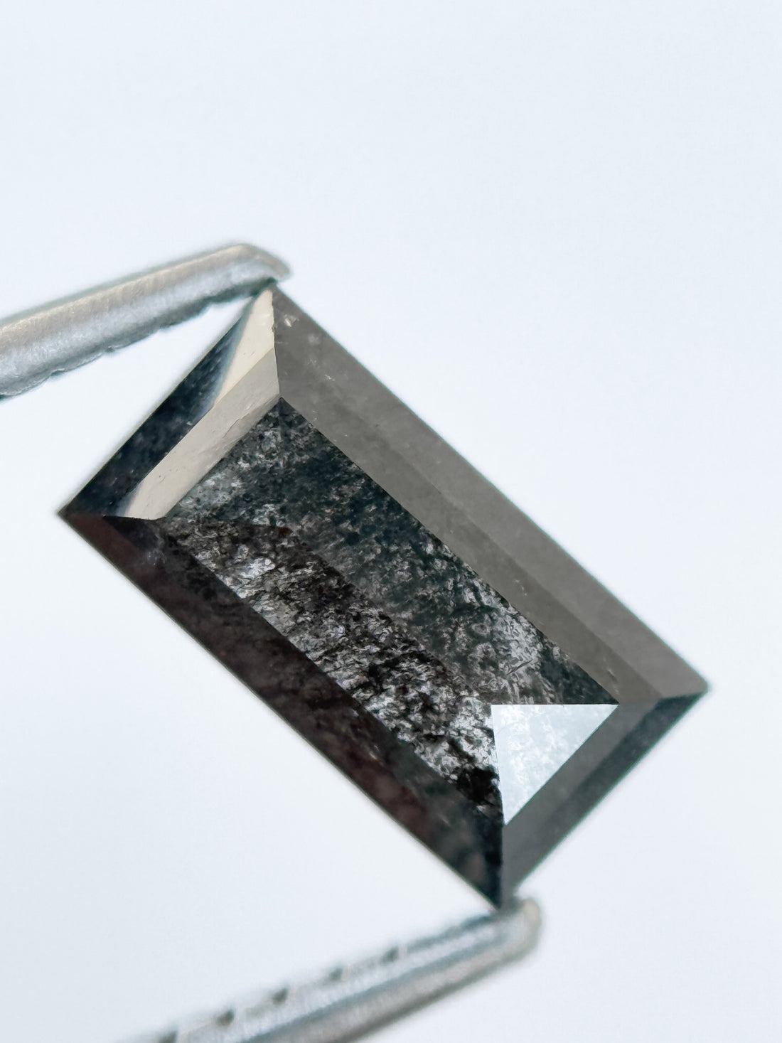 1.26 Ct Baguette Rose Cut Grey Natural Salt and Pepper Diamond