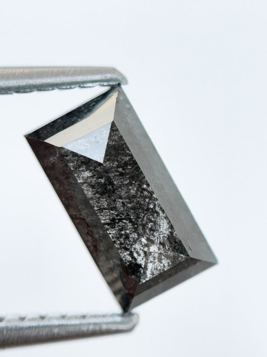 1.26 Ct Baguette Rose Cut Grey Natural Salt and Pepper Diamond