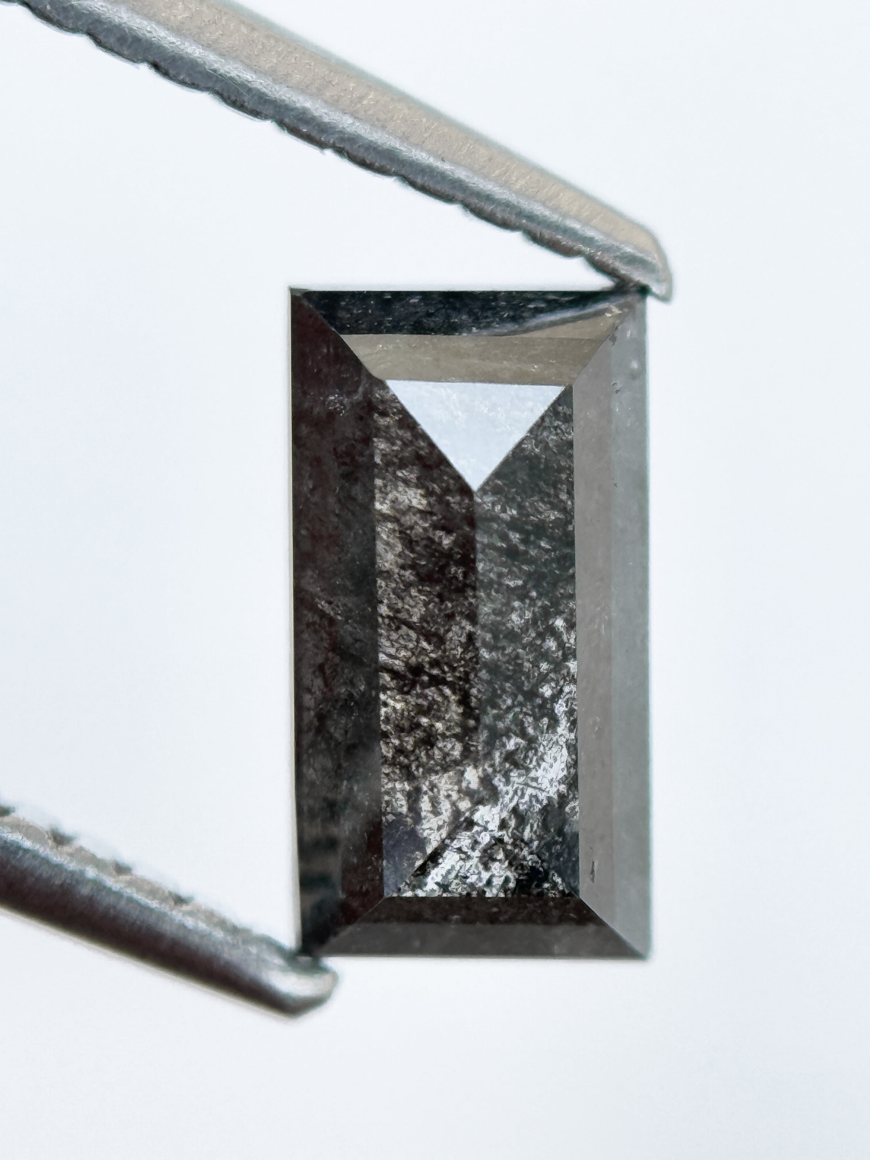 1.26 Ct Baguette Rose Cut Grey Natural Salt and Pepper Diamond
