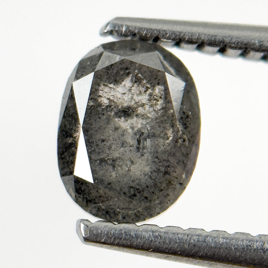 1.23 Ct Oval Rose Cut Grey Natural Salt and Pepper Diamond