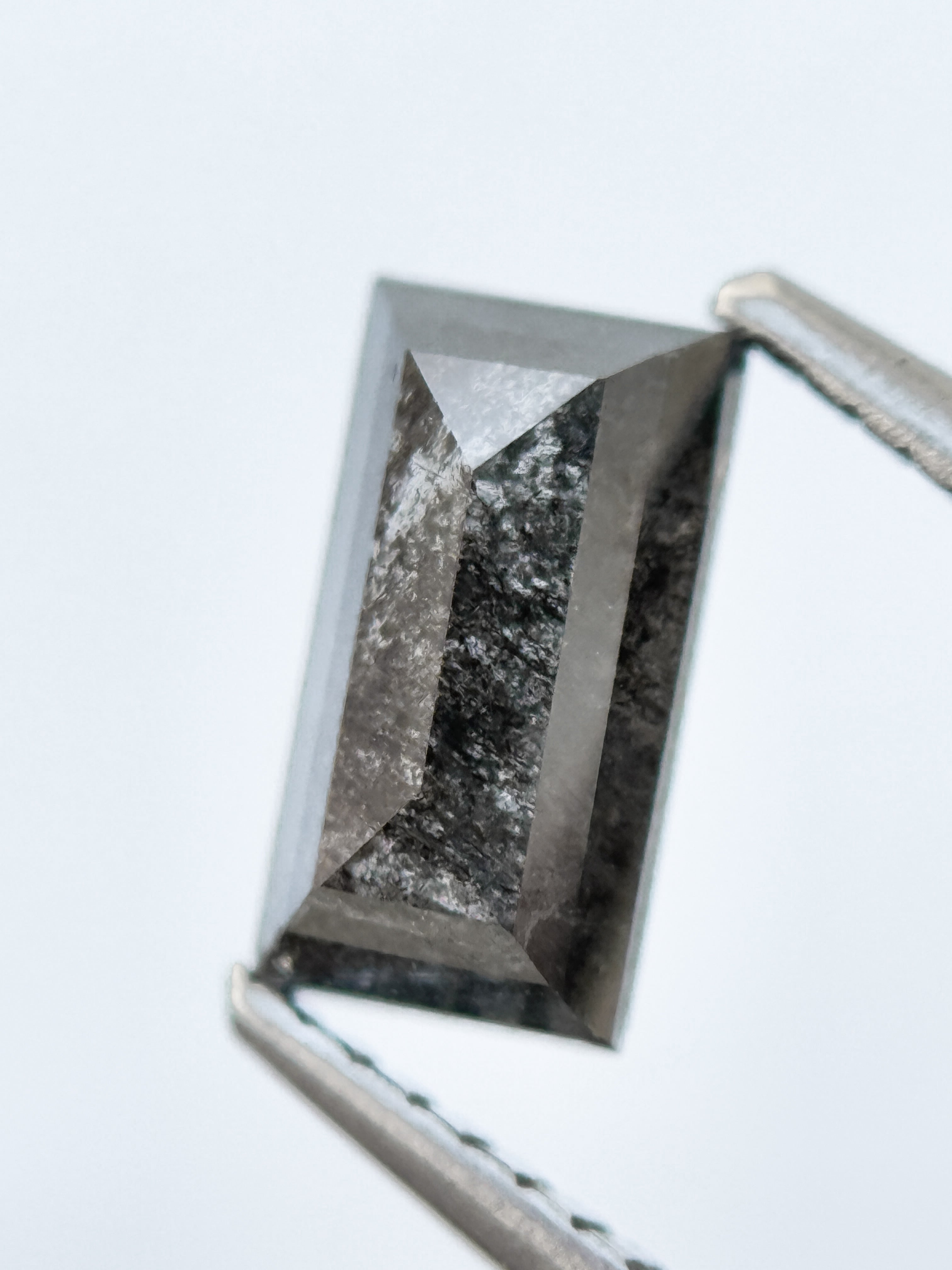 1.26 Ct Baguette Rose Cut Grey Natural Salt and Pepper Diamond