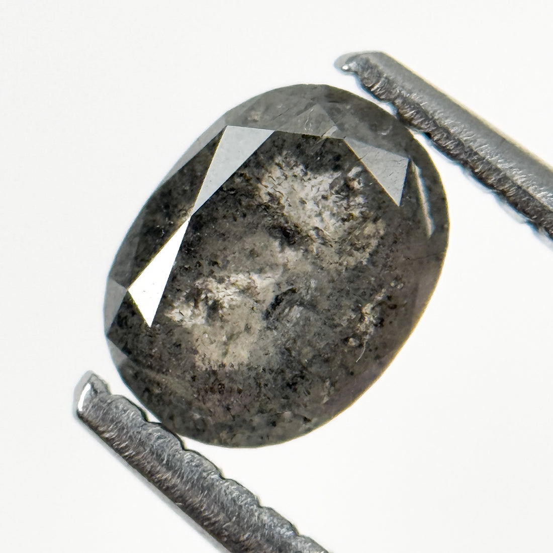 1.25 Ct Oval Rose Cut Grey Natural Salt and Pepper Diamond