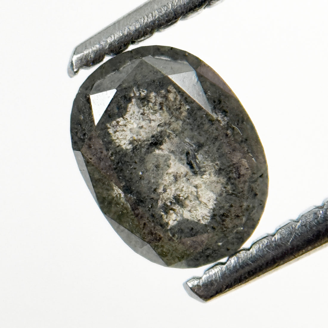 1.25 Ct Oval Rose Cut Grey Natural Salt and Pepper Diamond