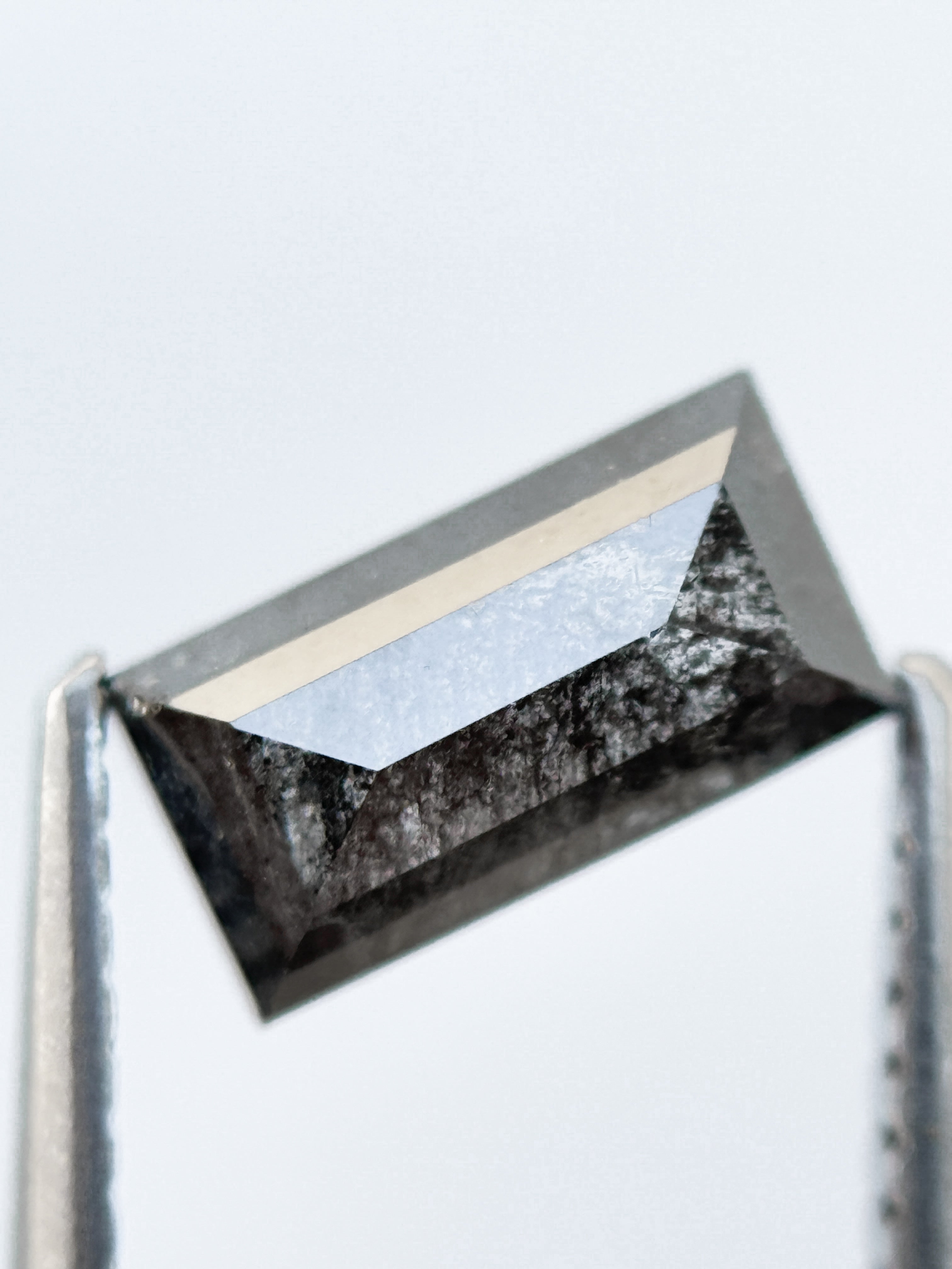 1.26 Ct Baguette Rose Cut Grey Natural Salt and Pepper Diamond