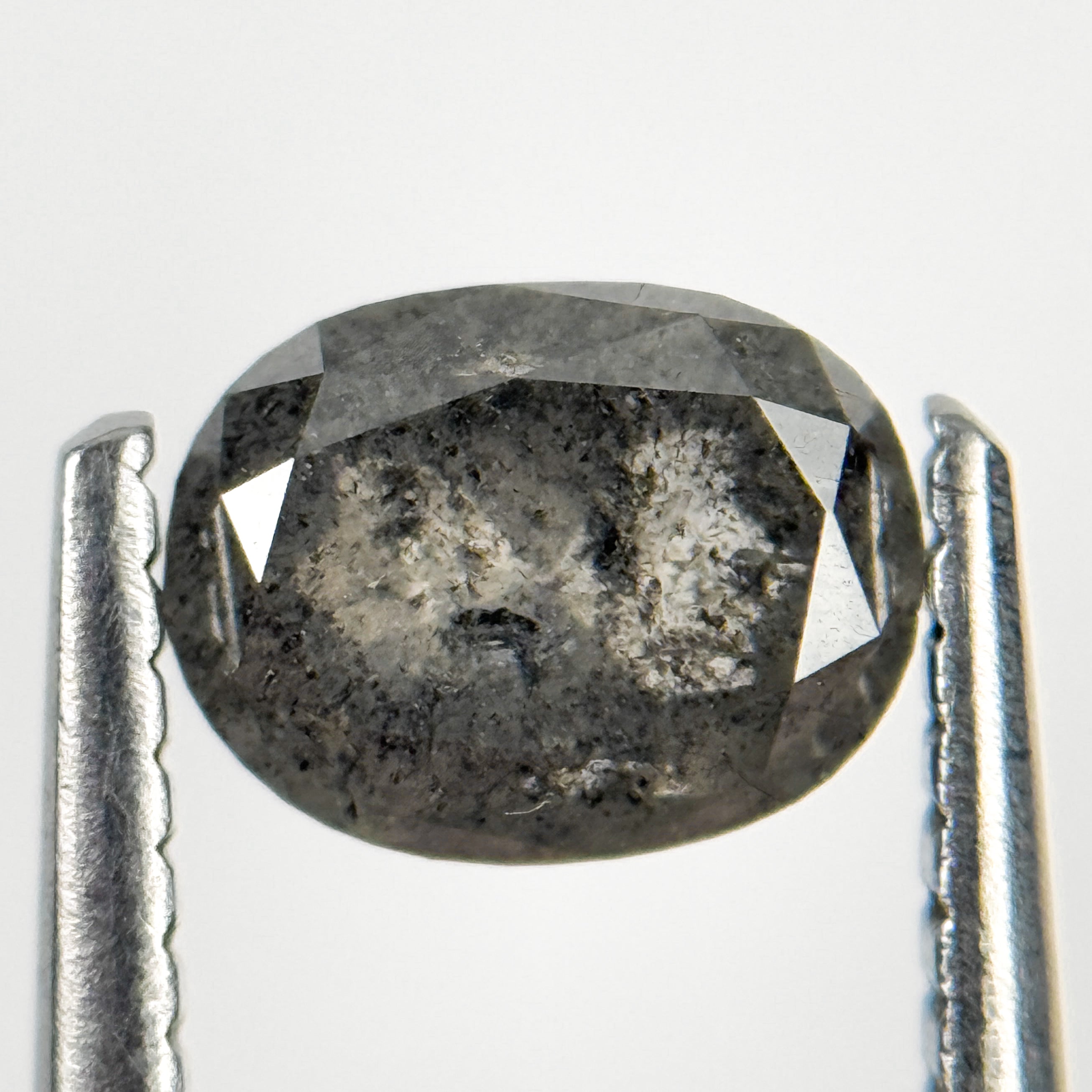 1.25 Ct Oval Rose Cut Grey Natural Salt and Pepper Diamond