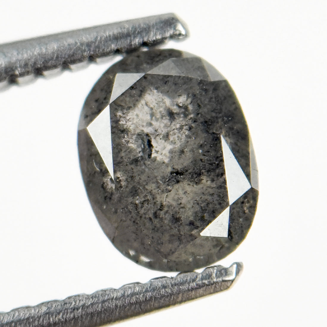1.25 Ct Oval Rose Cut Grey Natural Salt and Pepper Diamond