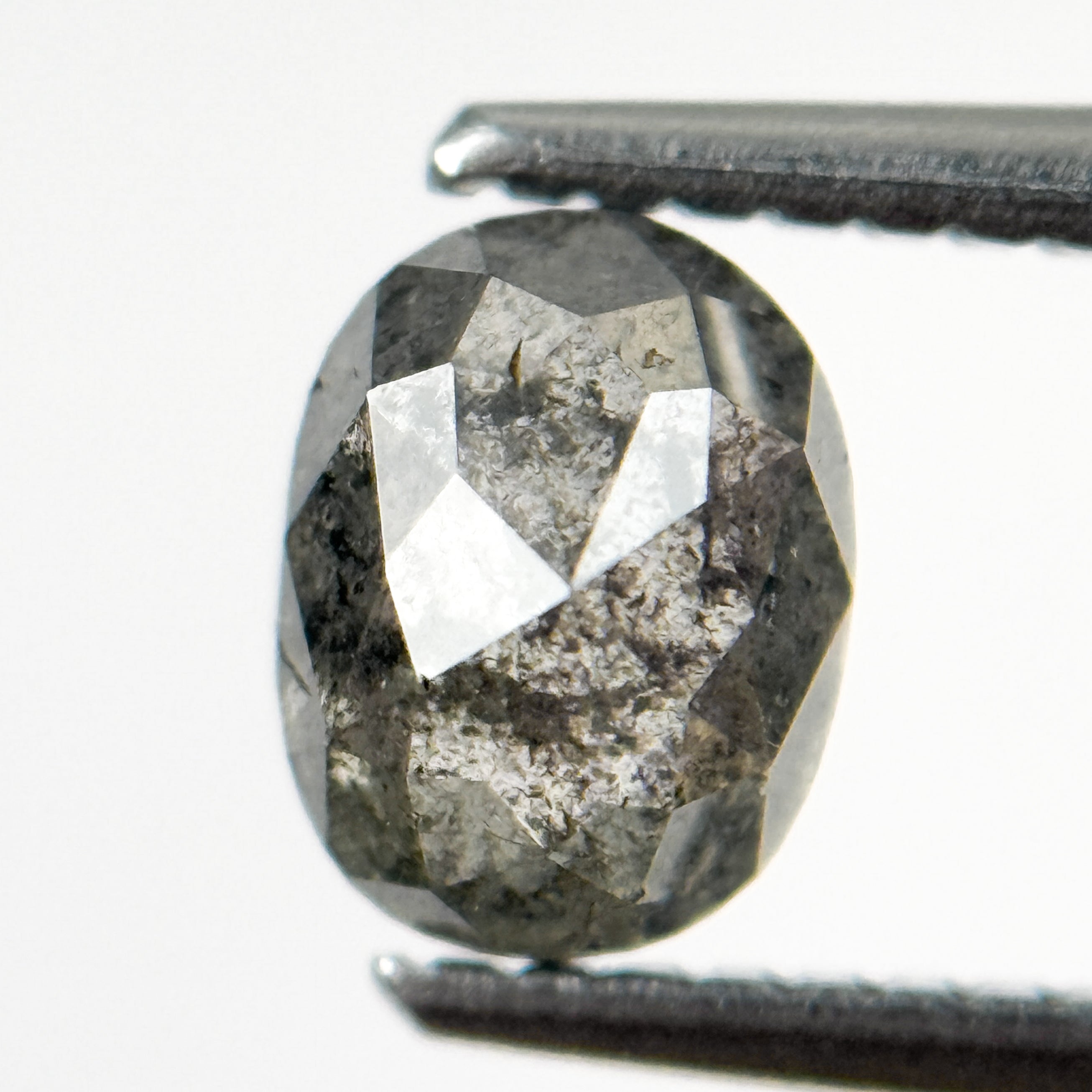 1.23 Ct Oval Rose Cut Grey Natural Salt and Pepper Diamond