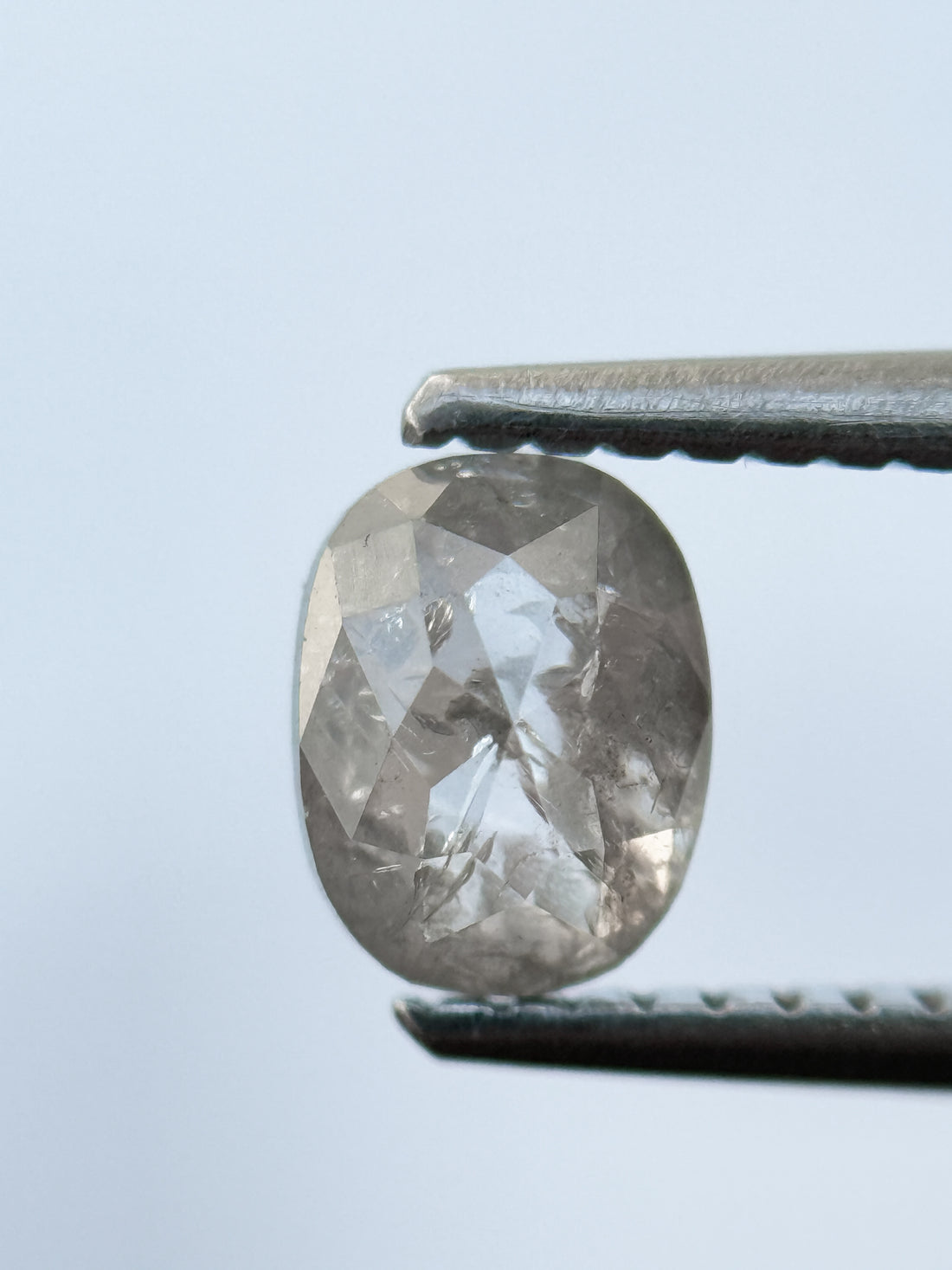 0.85 Ct Oval Rose Cut Grey Natural Salt and Pepper Diamond