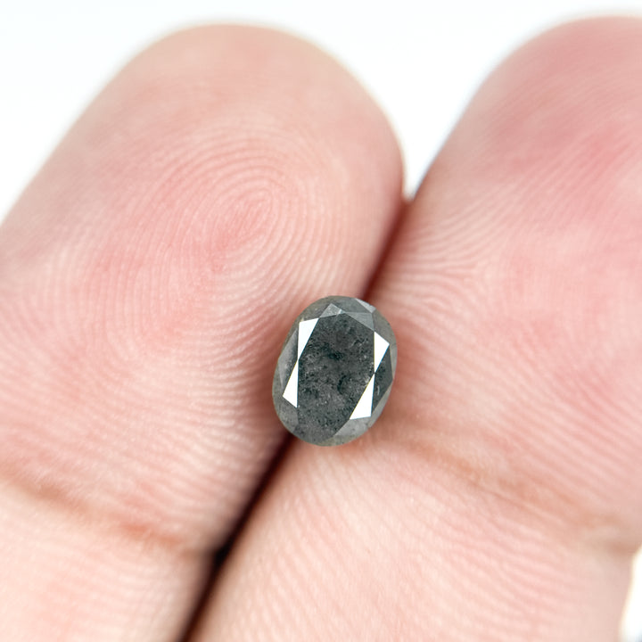 1.23 Ct Oval Rose Cut Grey Natural Salt and Pepper Diamond
