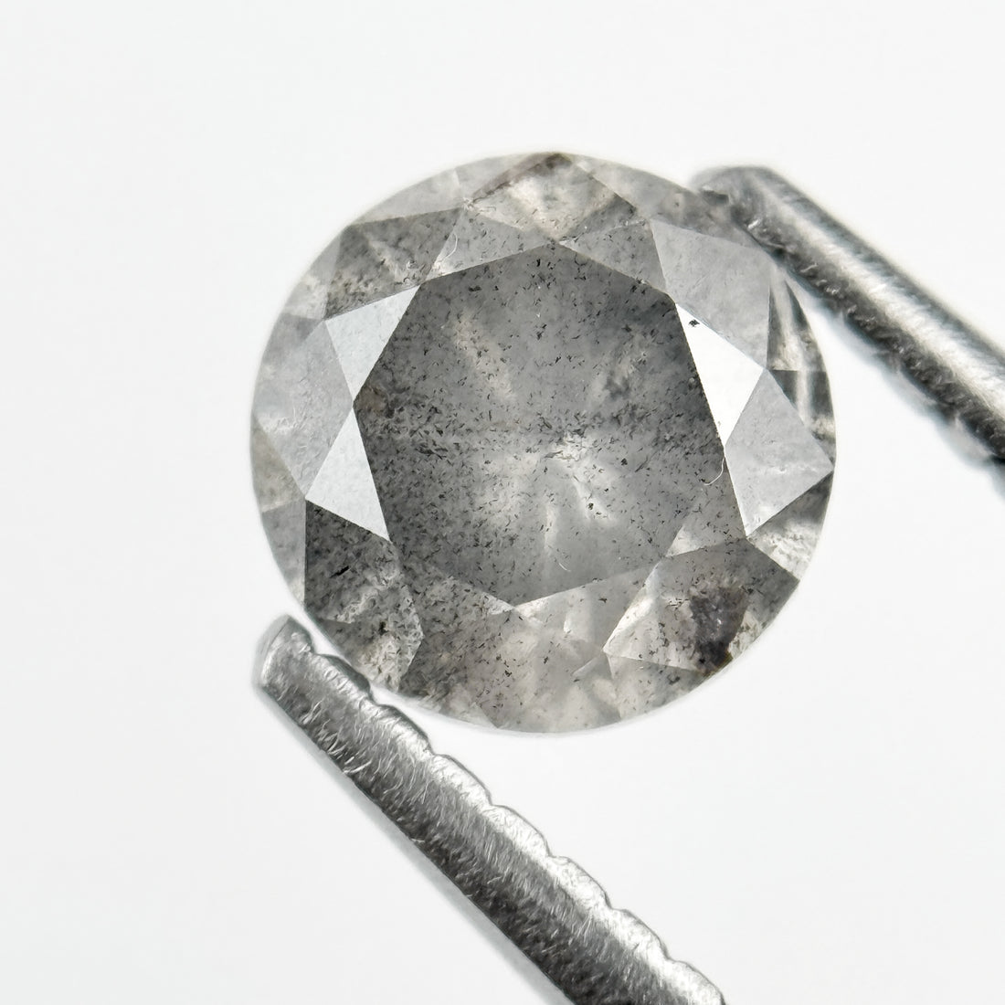 1.08 Ct Round Brilliant Cut Grey Natural Galaxy Diamond