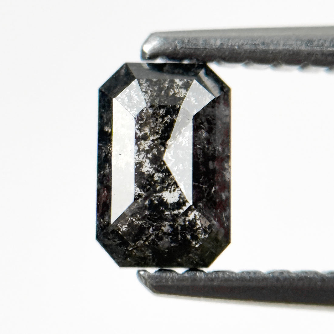 0.67 Ct Emerald Rose Cut Grey Natural Salt and Pepper Diamond
